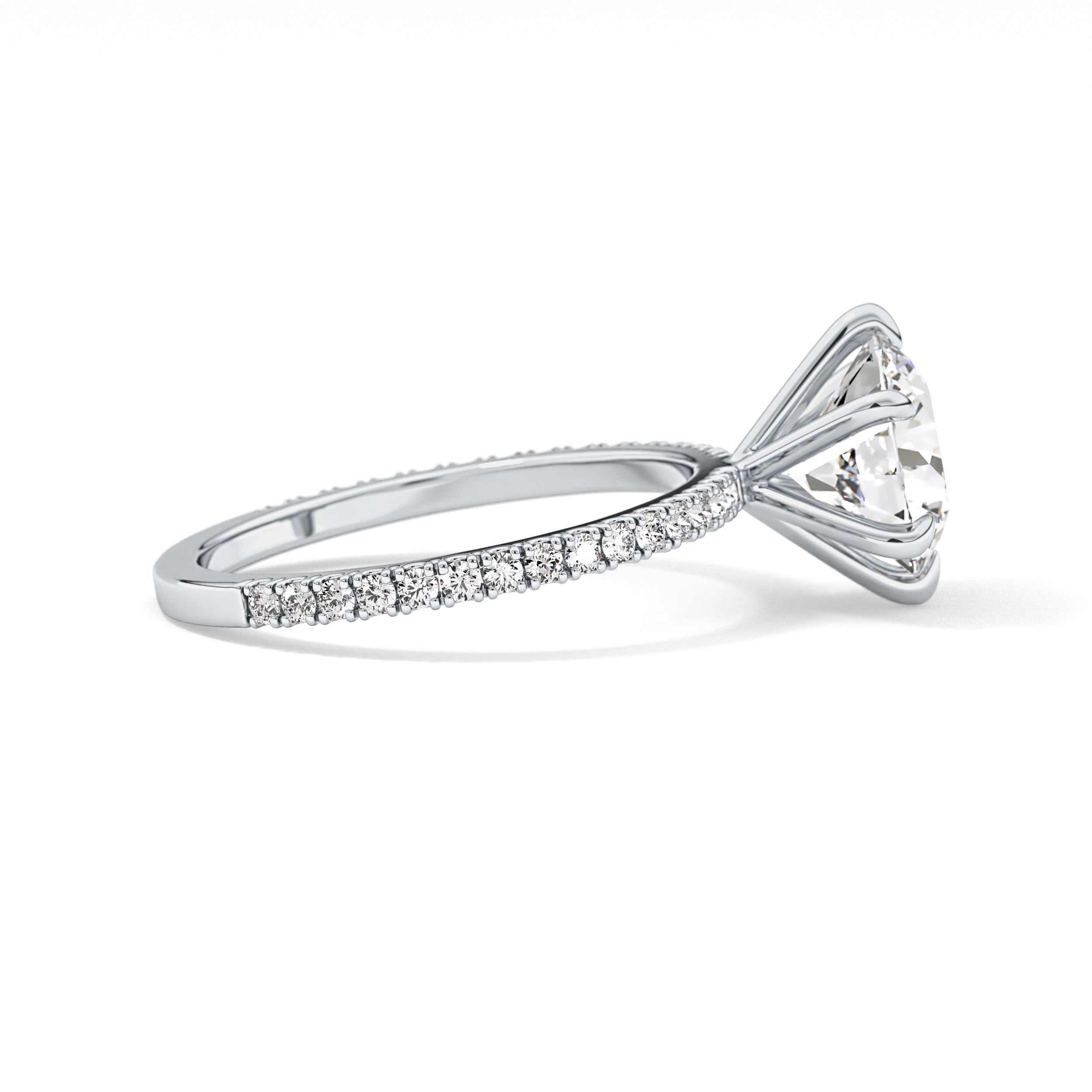 Round Pave Lab Grown Diamond Engagement Ring