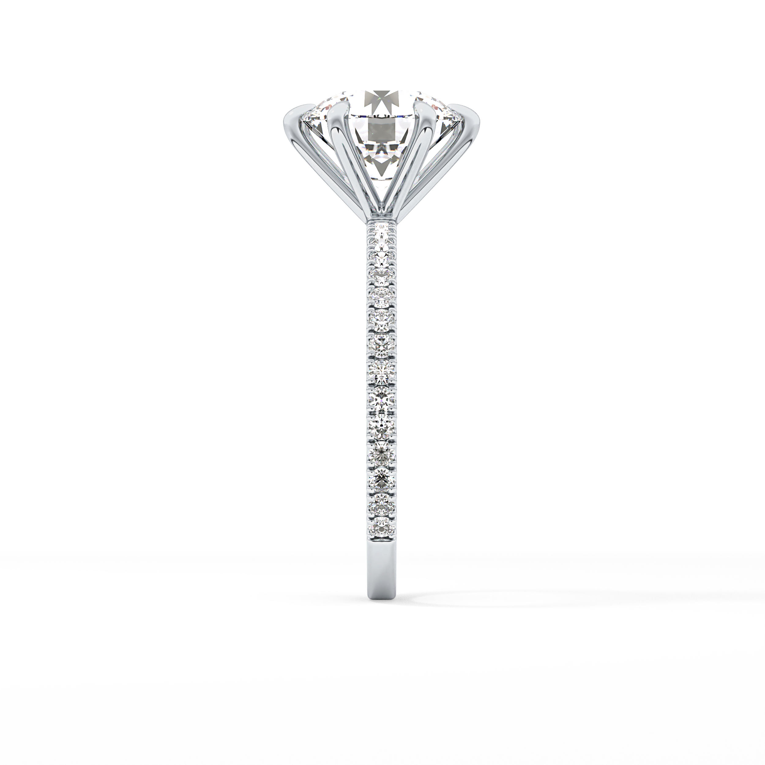 Round Pave Lab Grown Diamond Engagement Ring