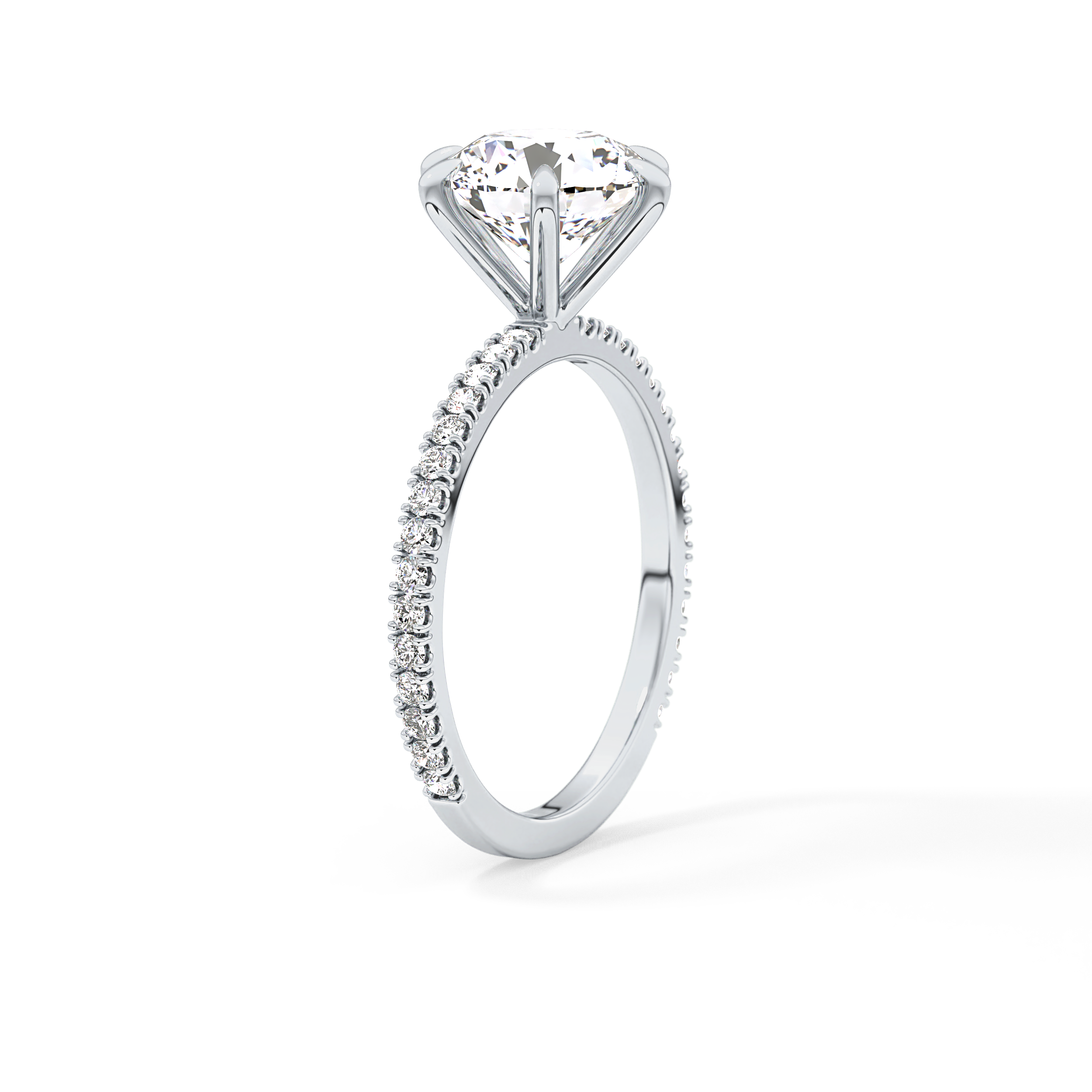 Round Pave Lab Grown Diamond Engagement Ring