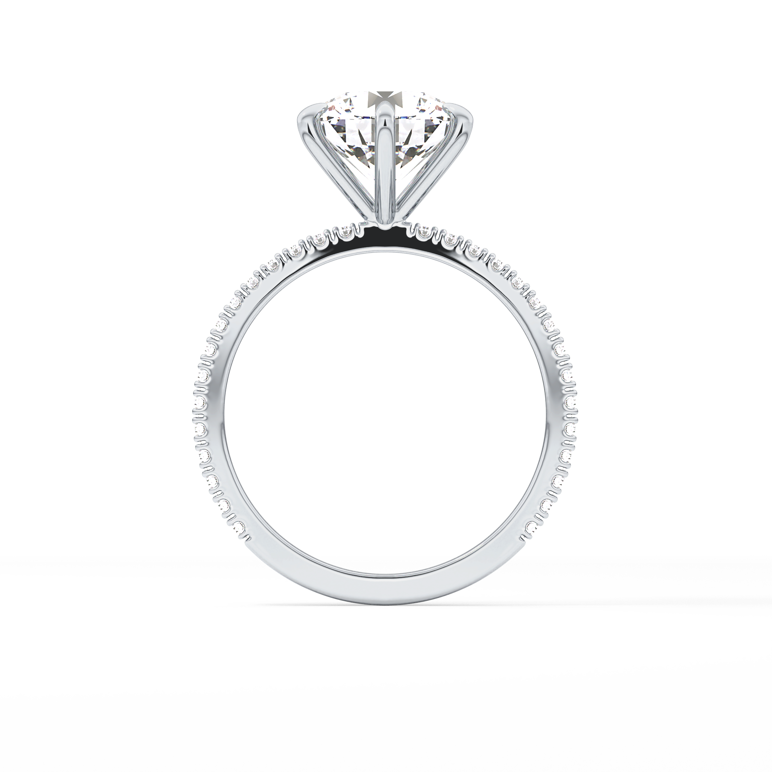 Round Pave Lab Grown Diamond Engagement Ring