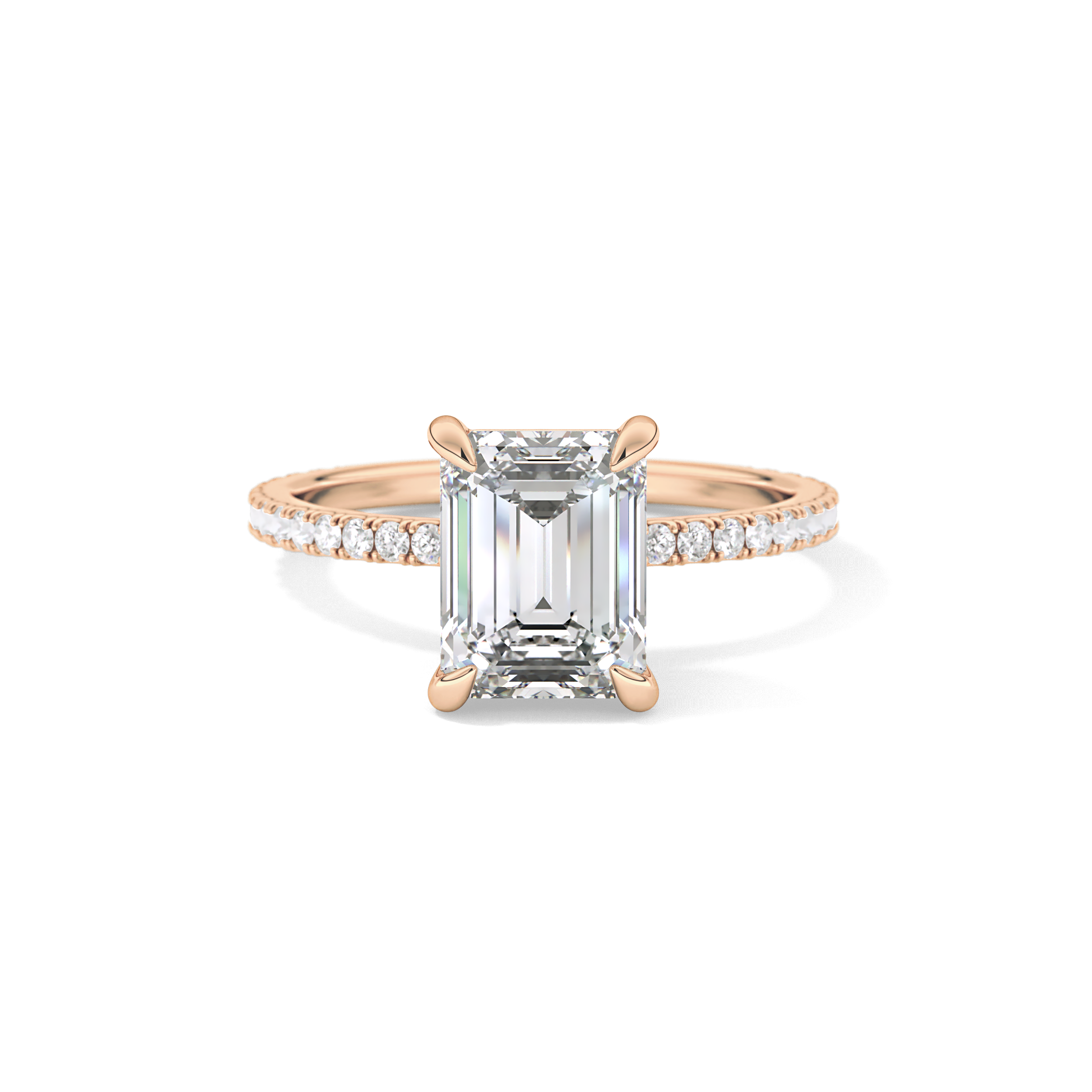 Emerald Pave Lab Grown Diamond Engagement Ring