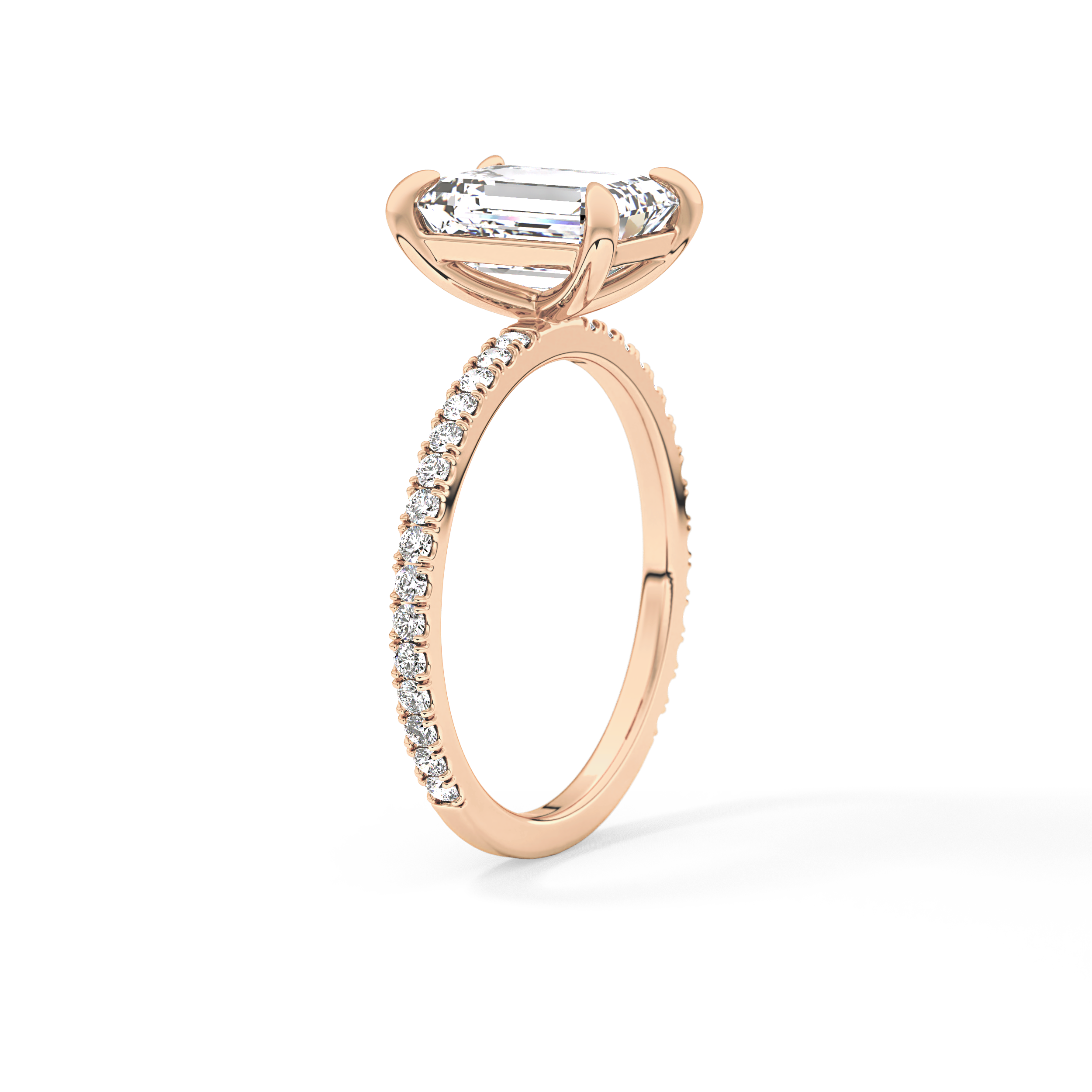 Emerald Pave Lab Grown Diamond Engagement Ring