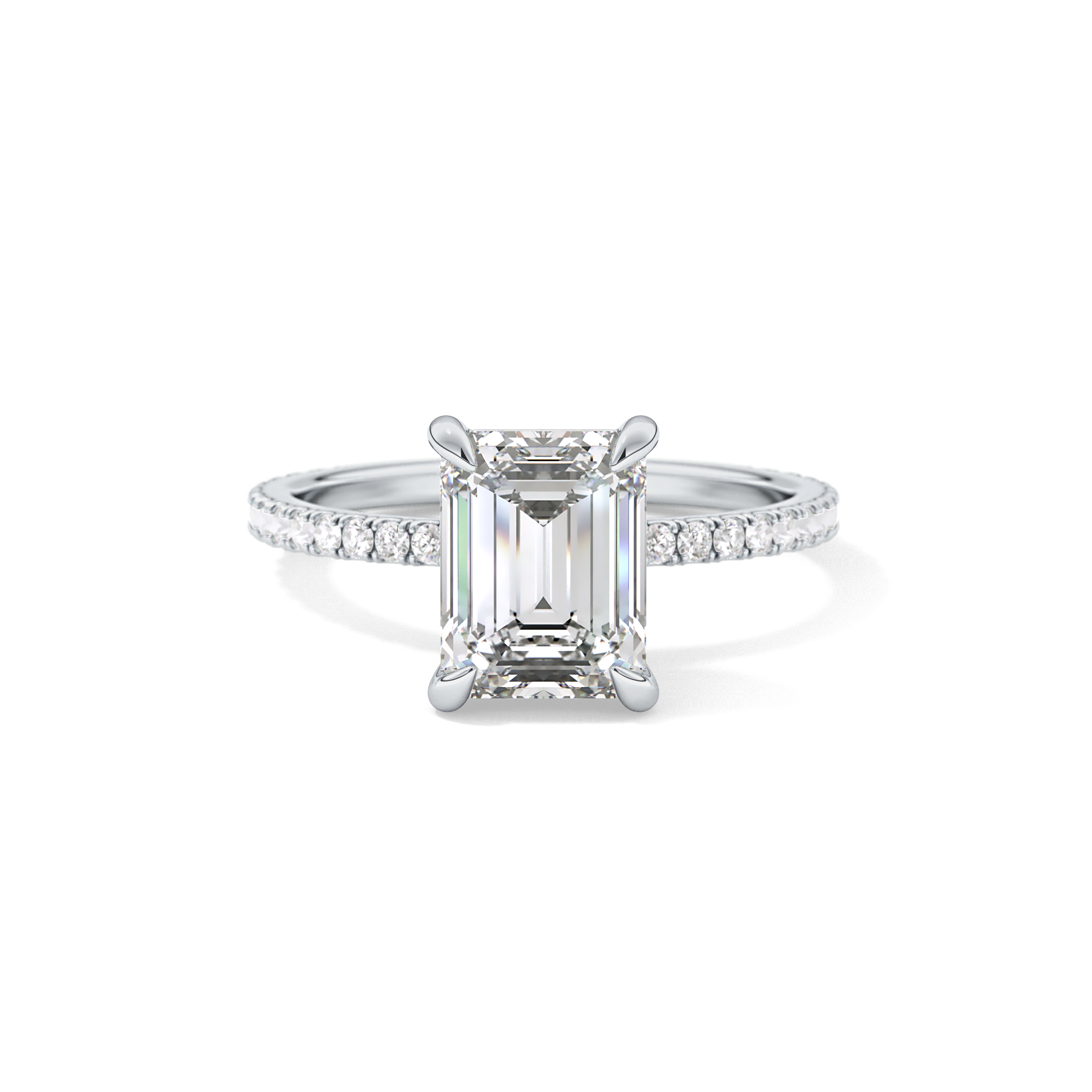 Emerald Pave Lab Grown Diamond Engagement Ring