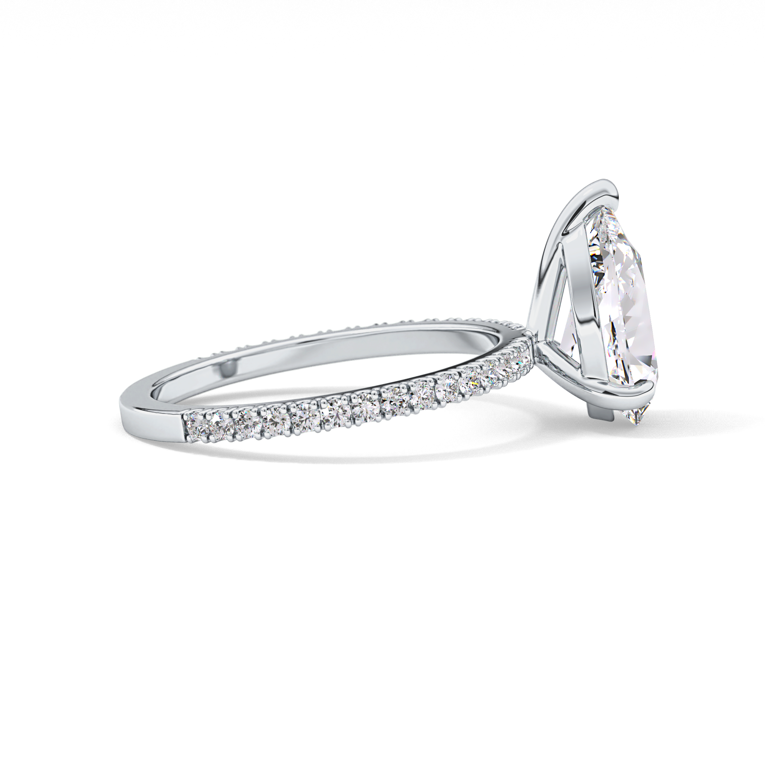 Pear Pave Lab Grown Diamond Engagement Ring