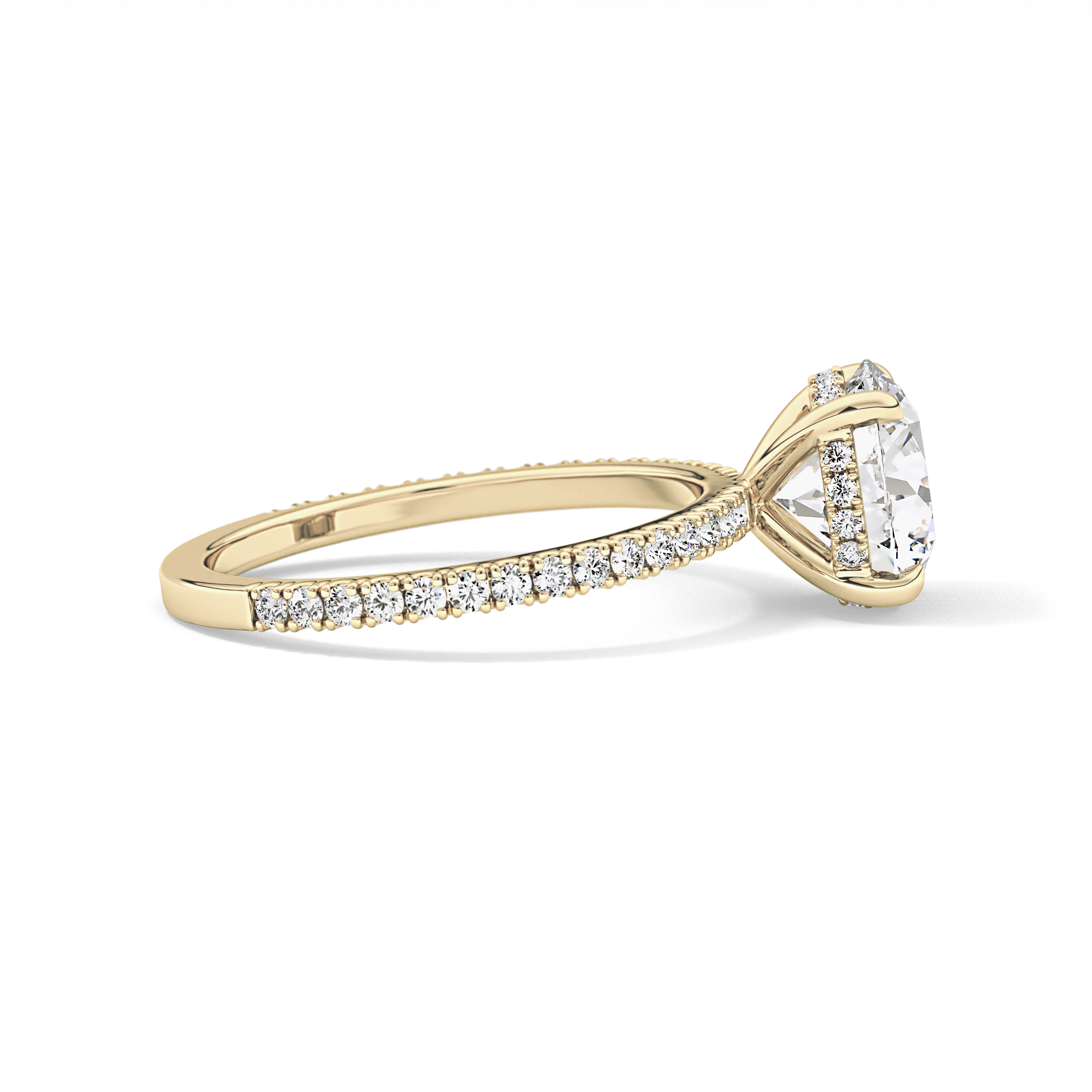 Round Pave Lab Grown Diamomd Engagement Ring