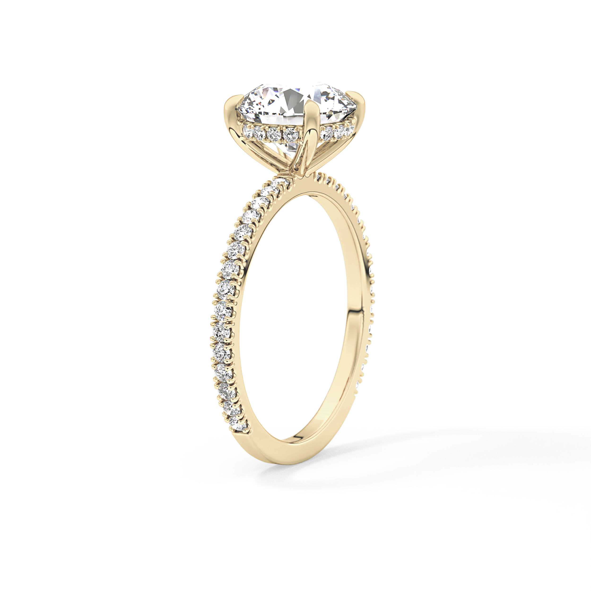 Round Pave Lab Grown Diamomd Engagement Ring