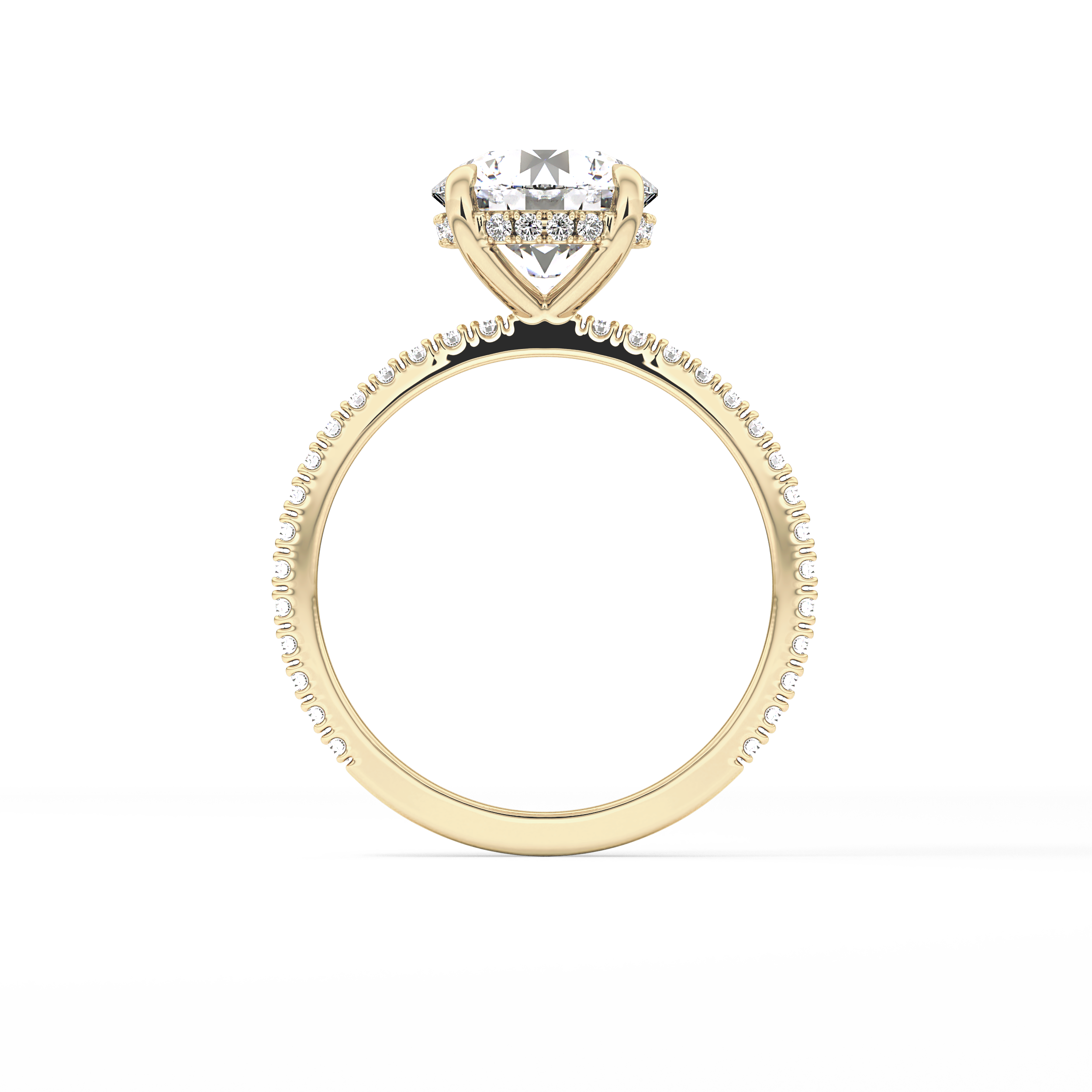 Round Pave Lab Grown Diamomd Engagement Ring