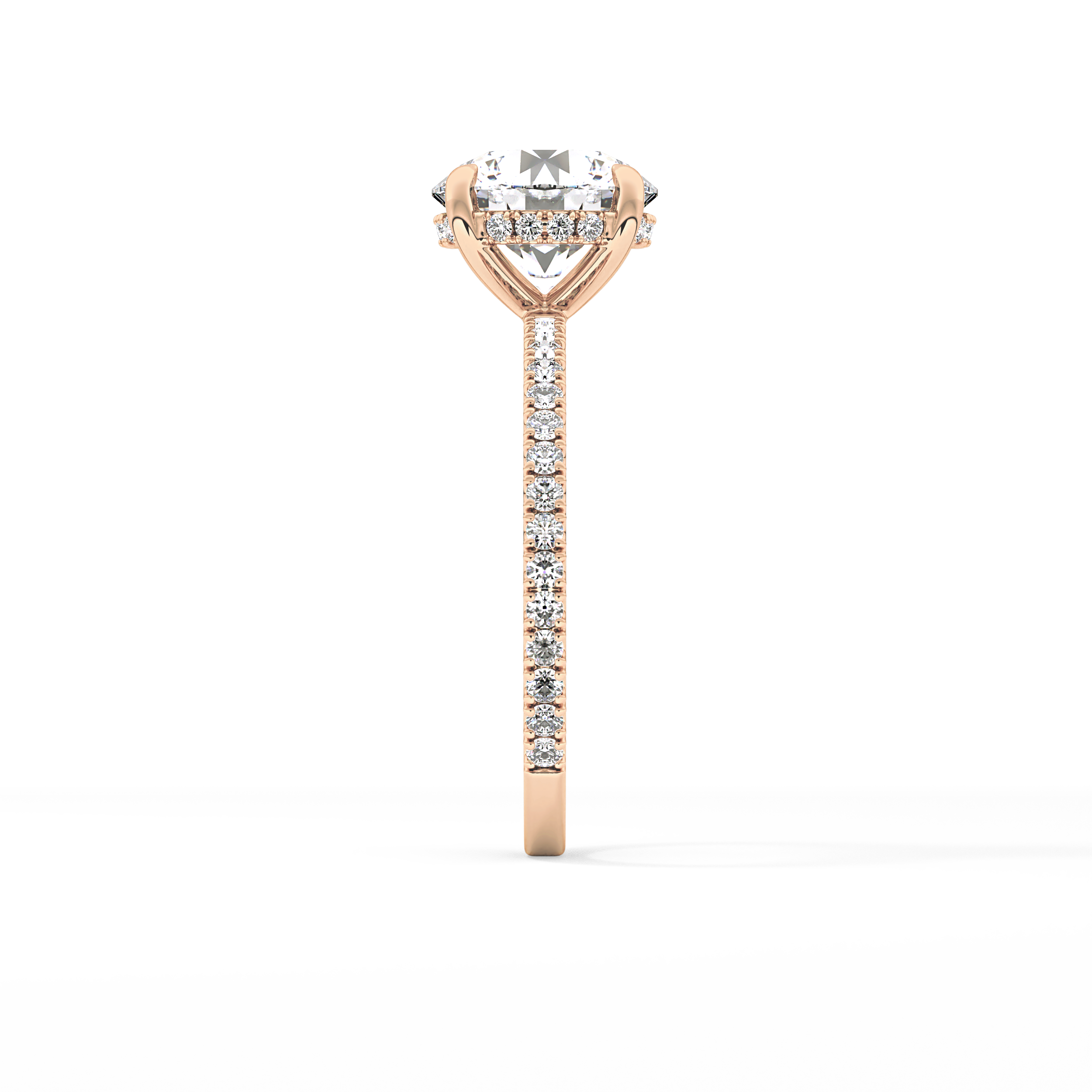 Round Pave Lab Grown Diamomd Engagement Ring