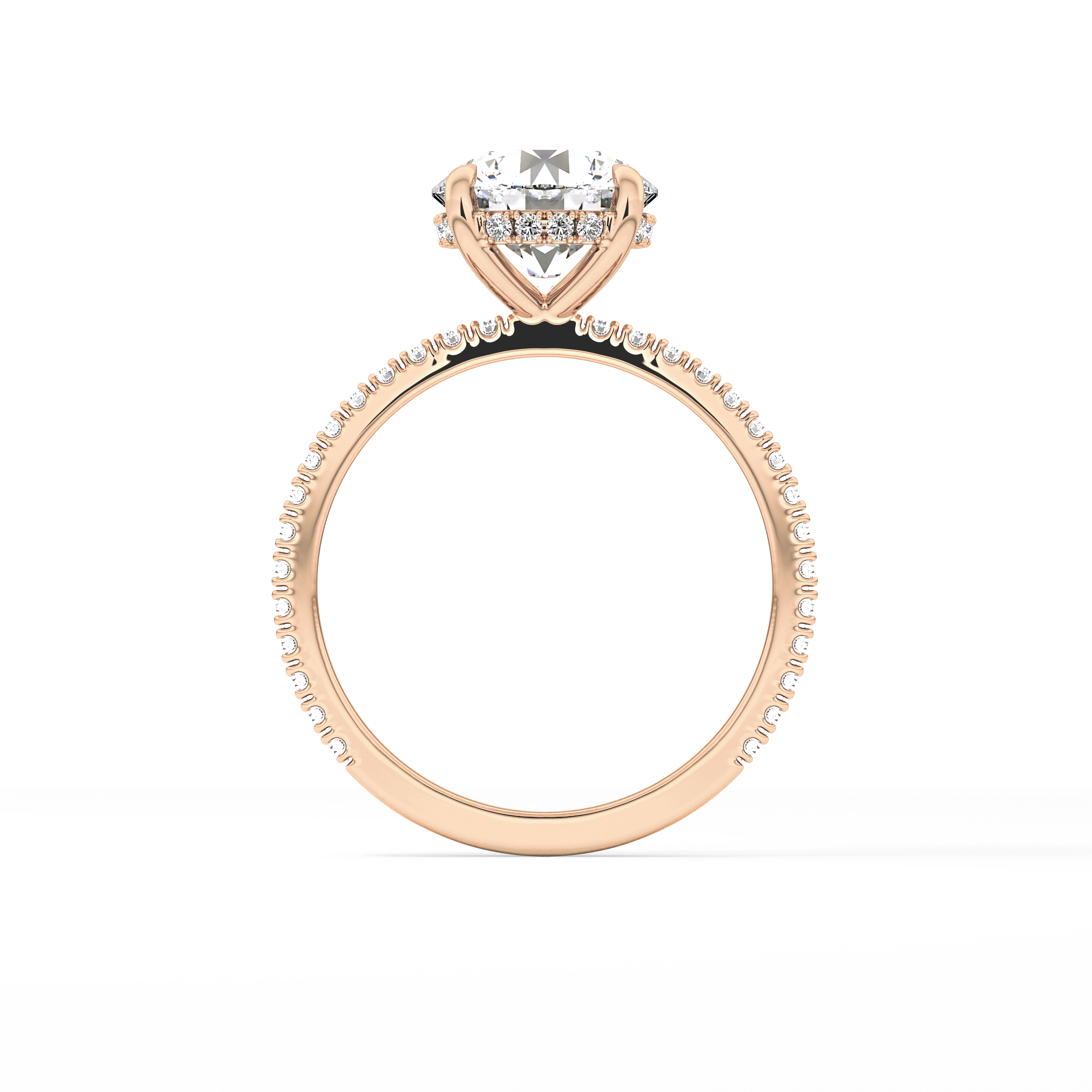 Round Pave Lab Grown Diamomd Engagement Ring