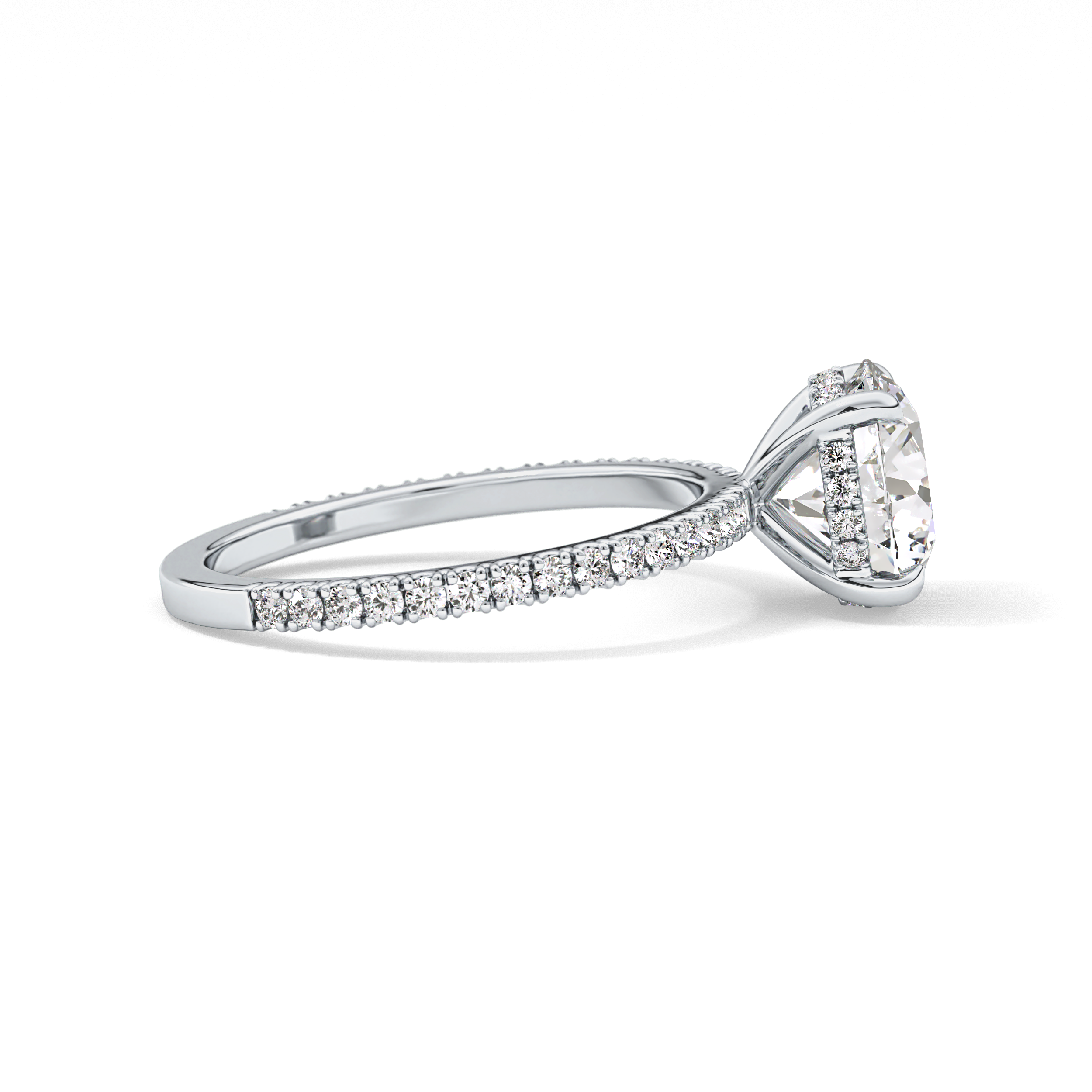 Round Pave Lab Grown Diamomd Engagement Ring