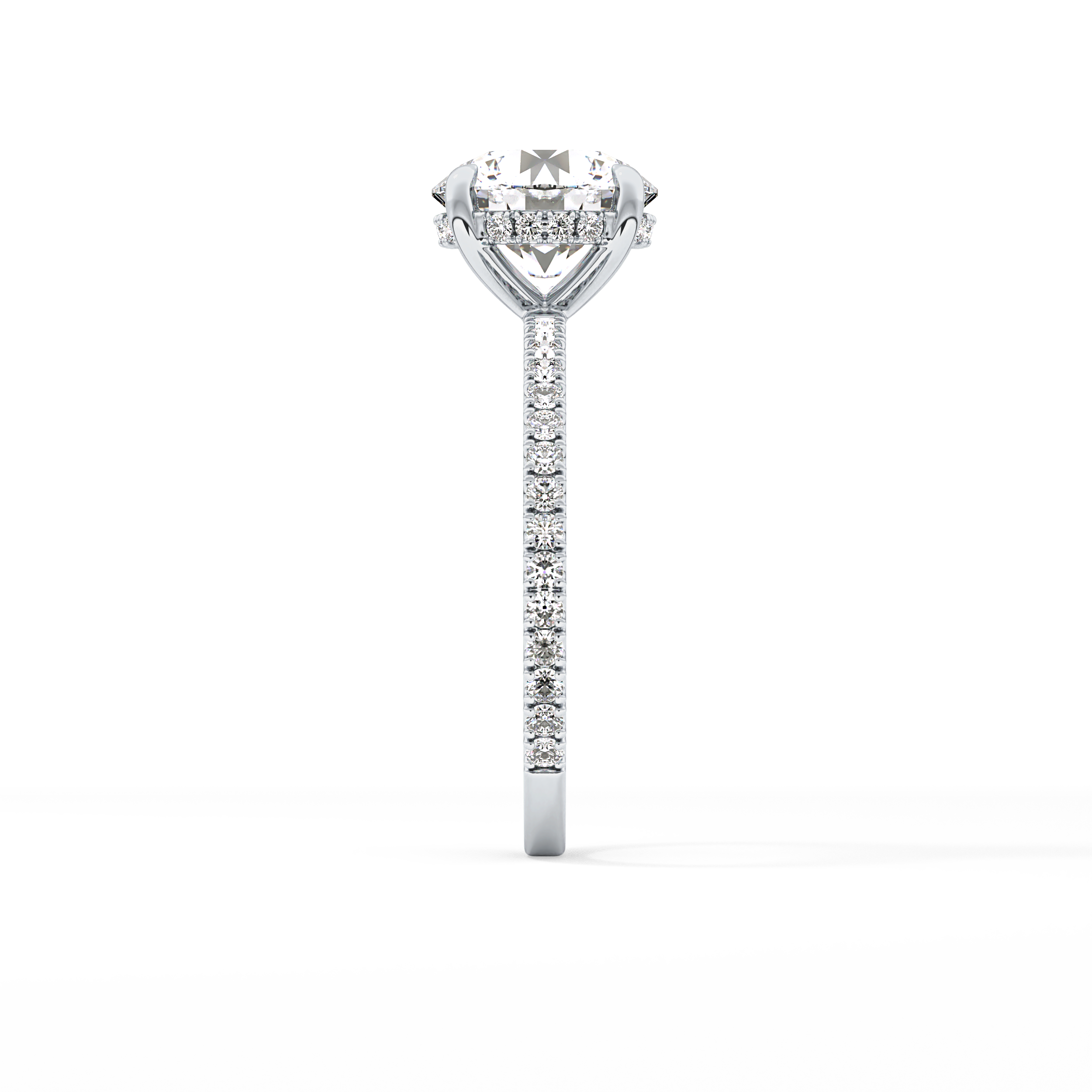 Round Pave Lab Grown Diamomd Engagement Ring