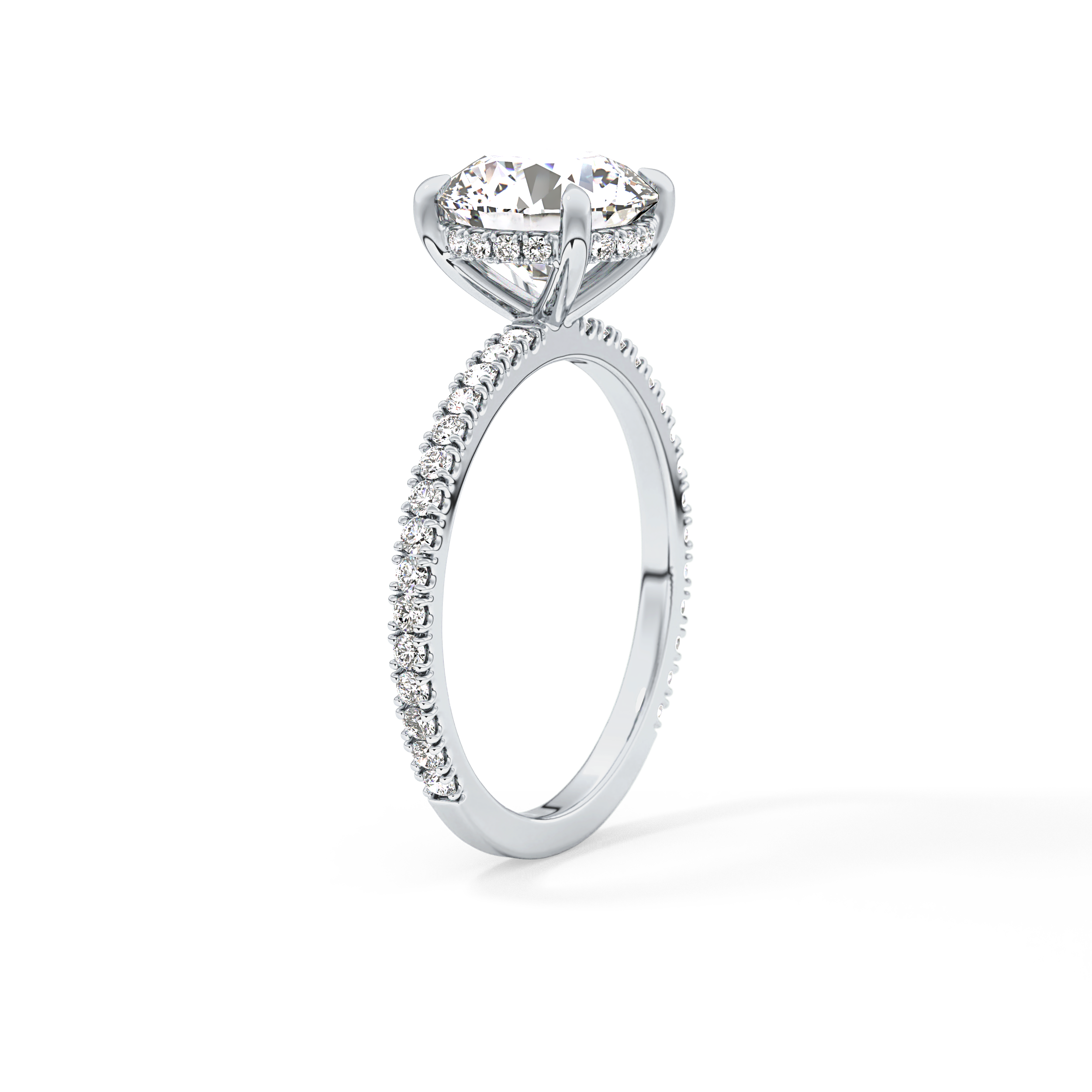 Round Pave Lab Grown Diamomd Engagement Ring
