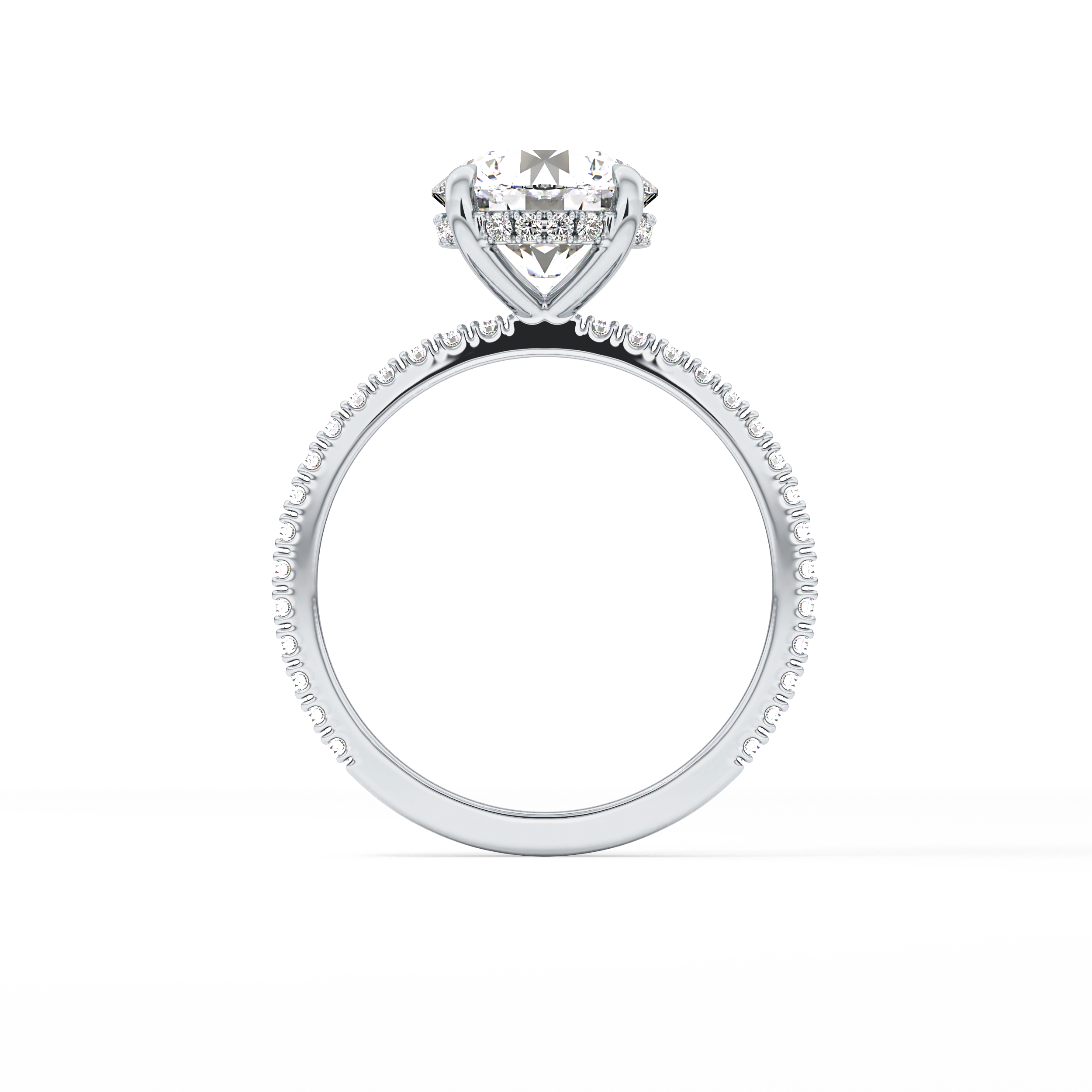 Round Pave Lab Grown Diamomd Engagement Ring