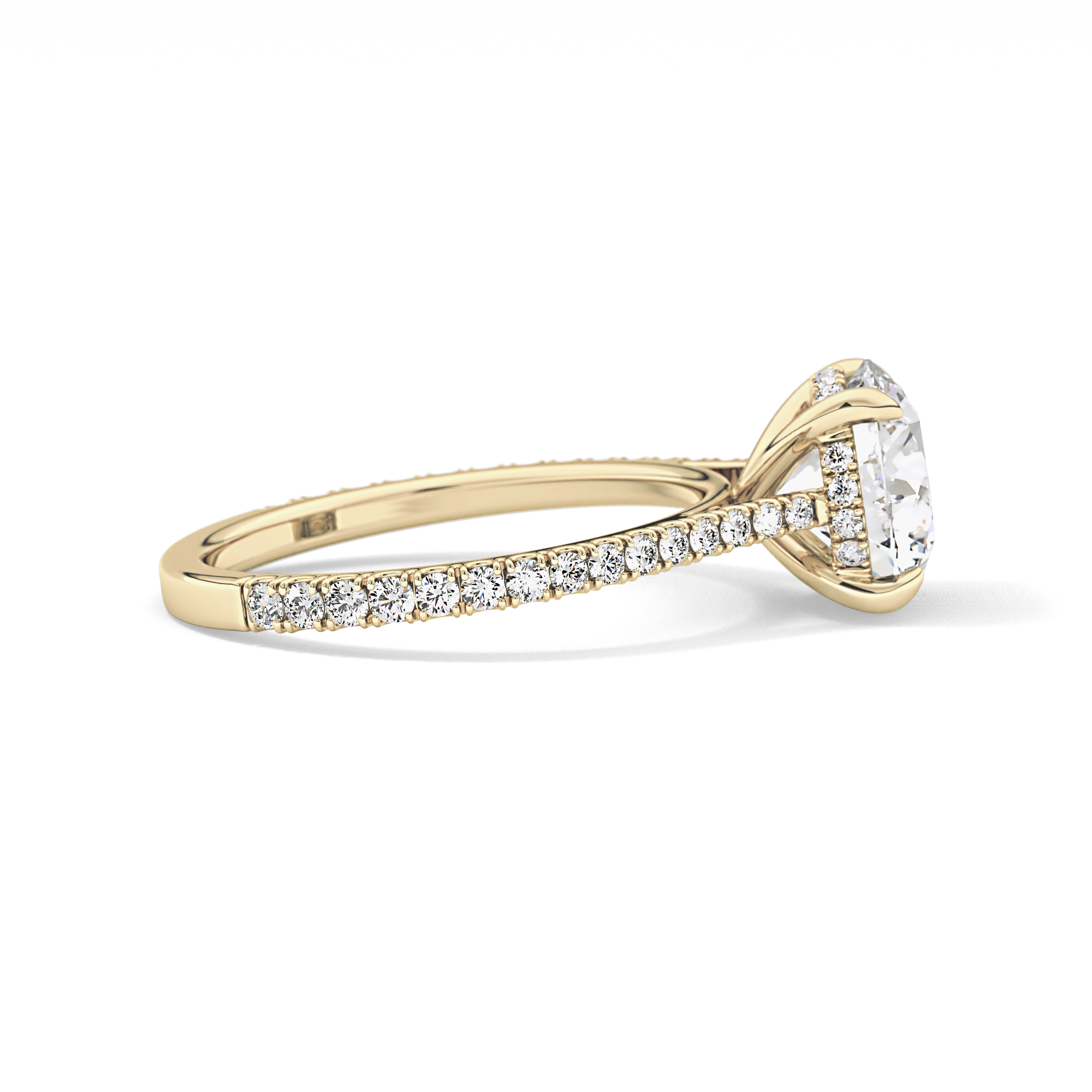 Round Pave Lab Grown Diamond Engagement Ring