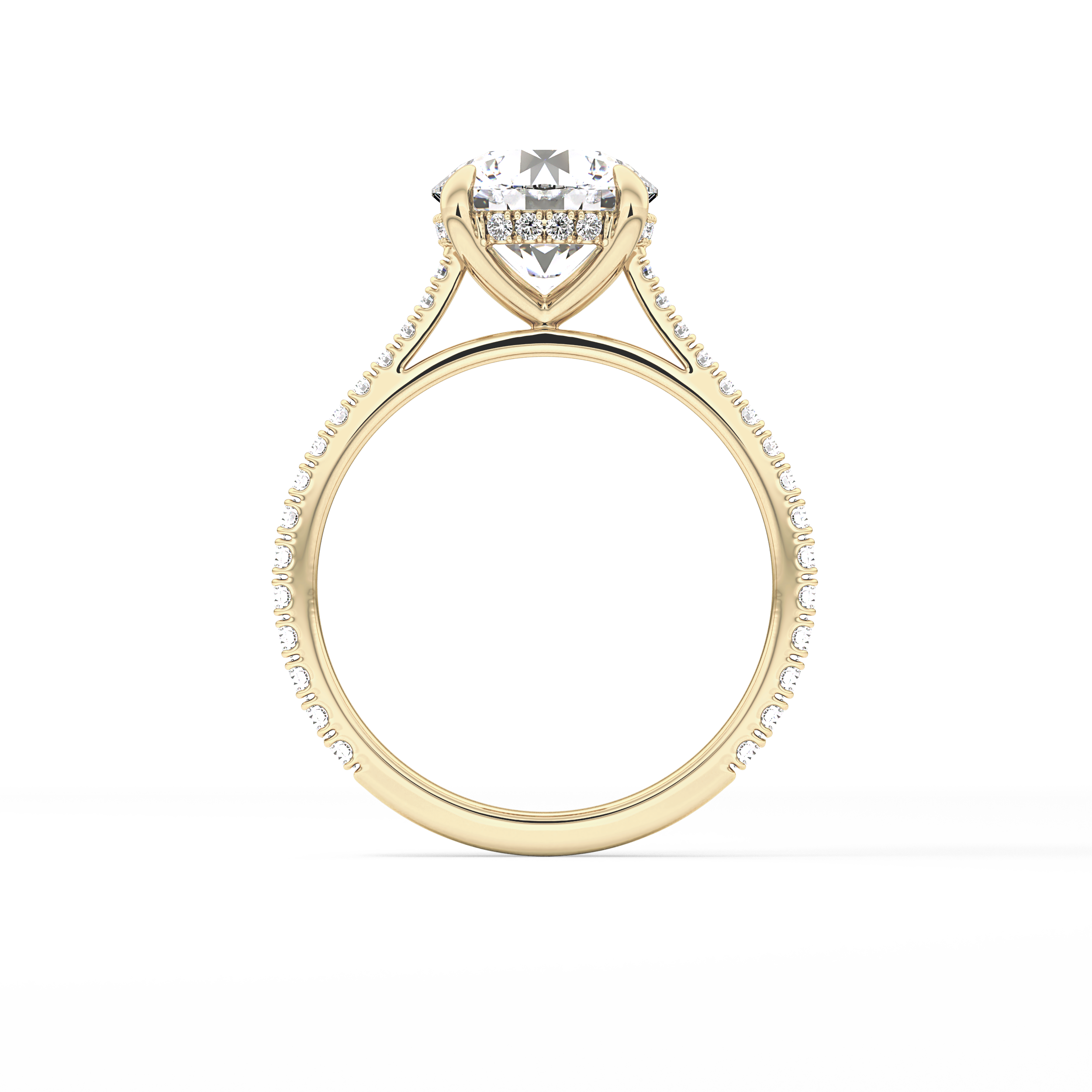 Round Pave Lab Grown Diamond Engagement Ring