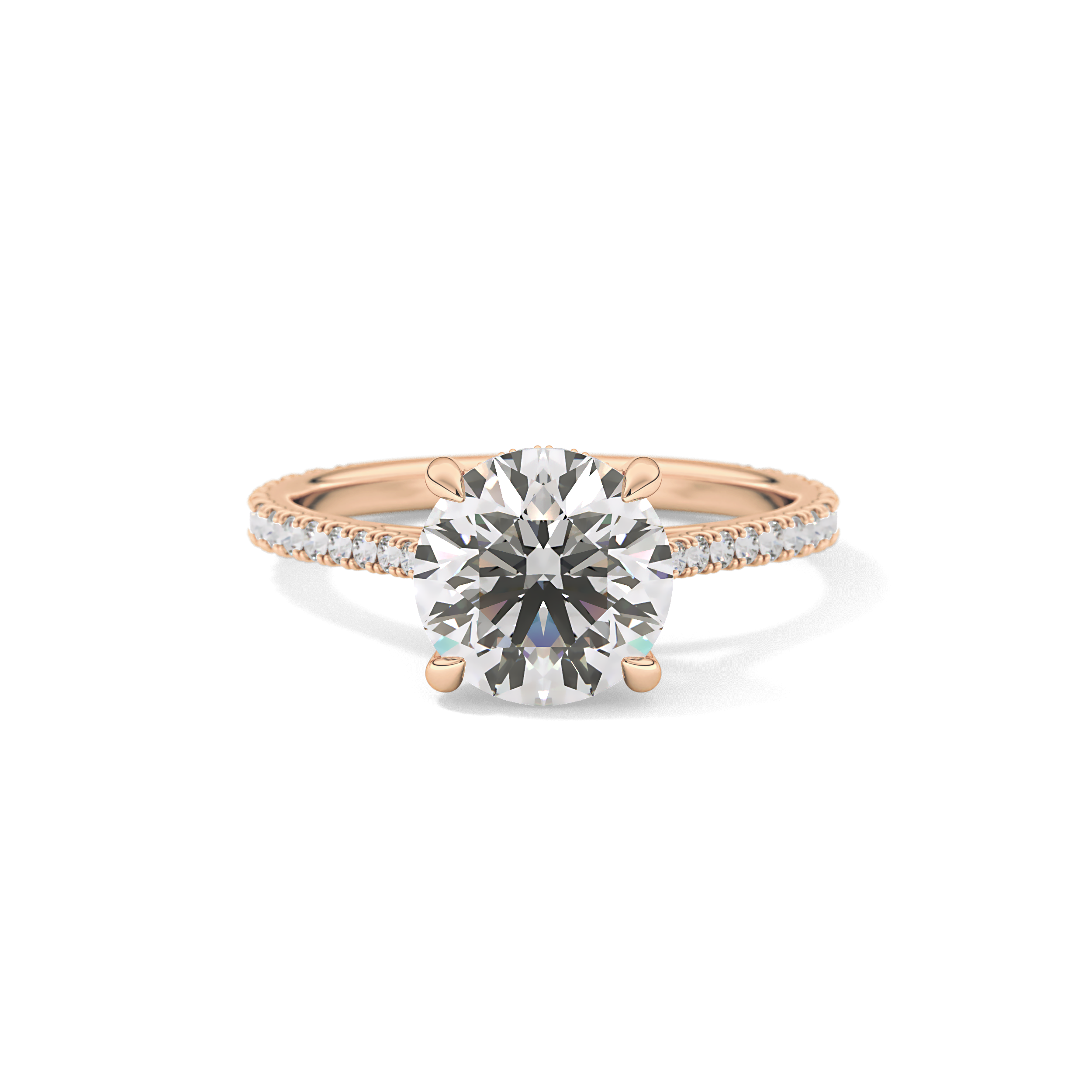 Round Pave Lab Grown Diamond Engagement Ring