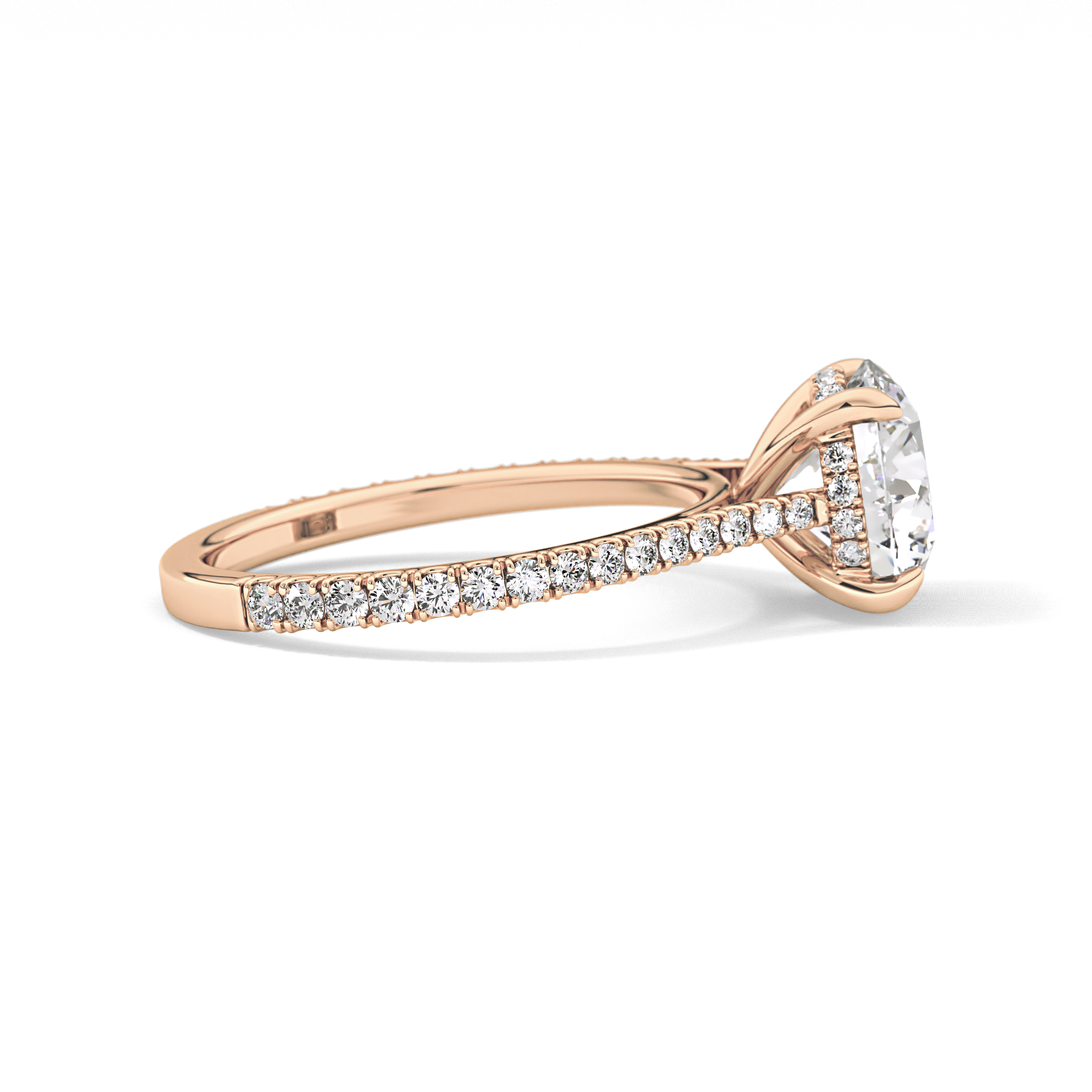 Round Pave Lab Grown Diamond Engagement Ring