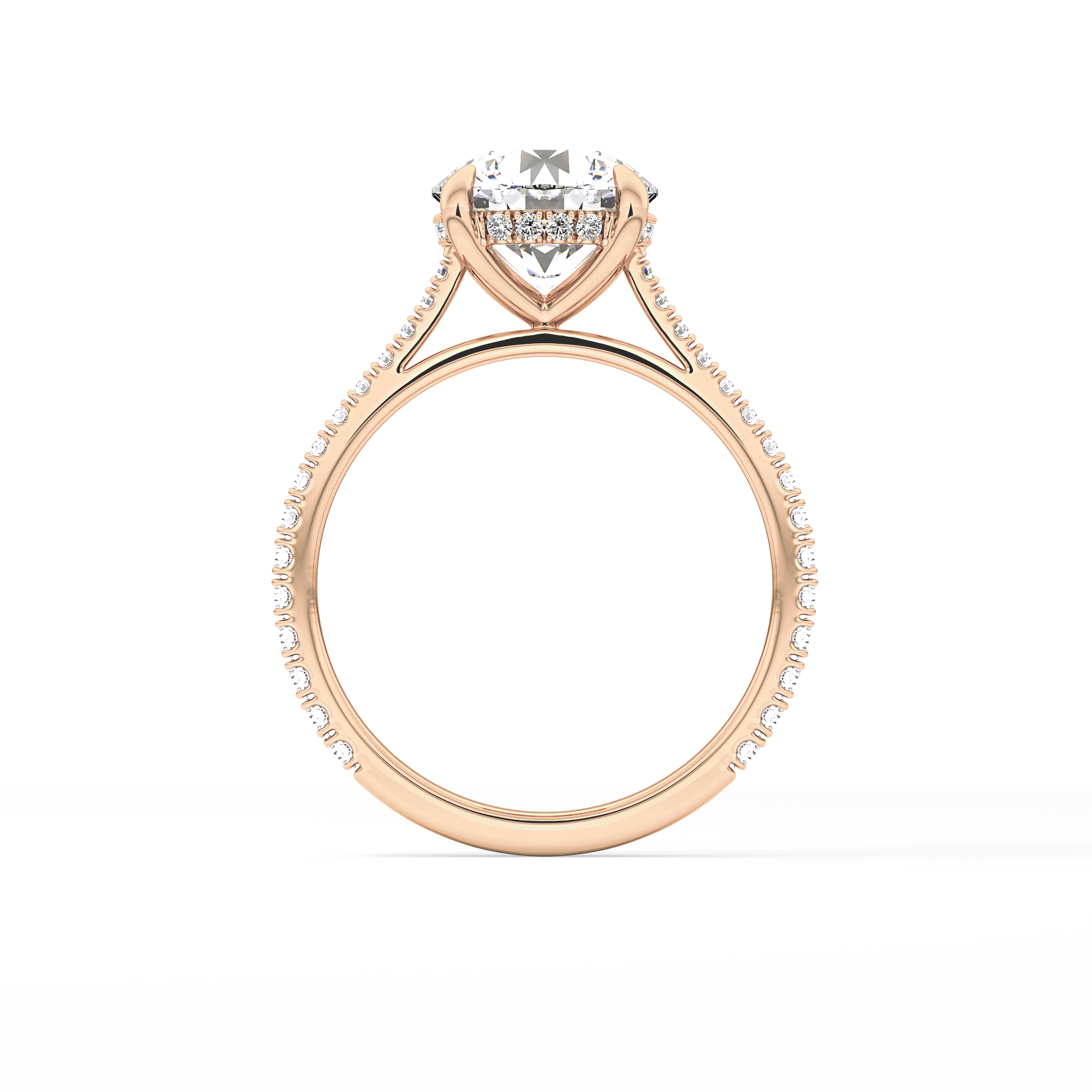Round Pave Lab Grown Diamond Engagement Ring