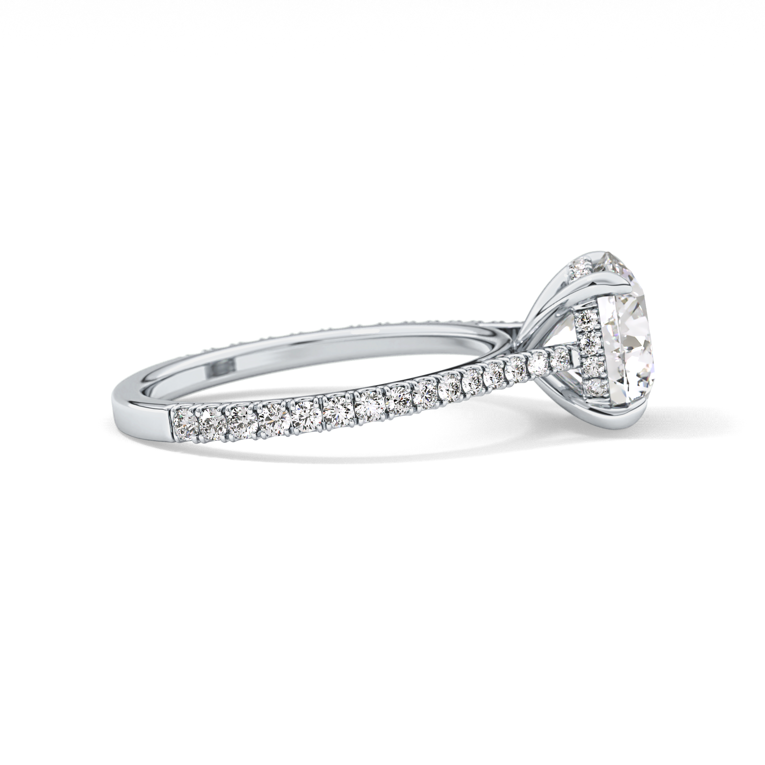 Round Pave Lab Grown Diamond Engagement Ring