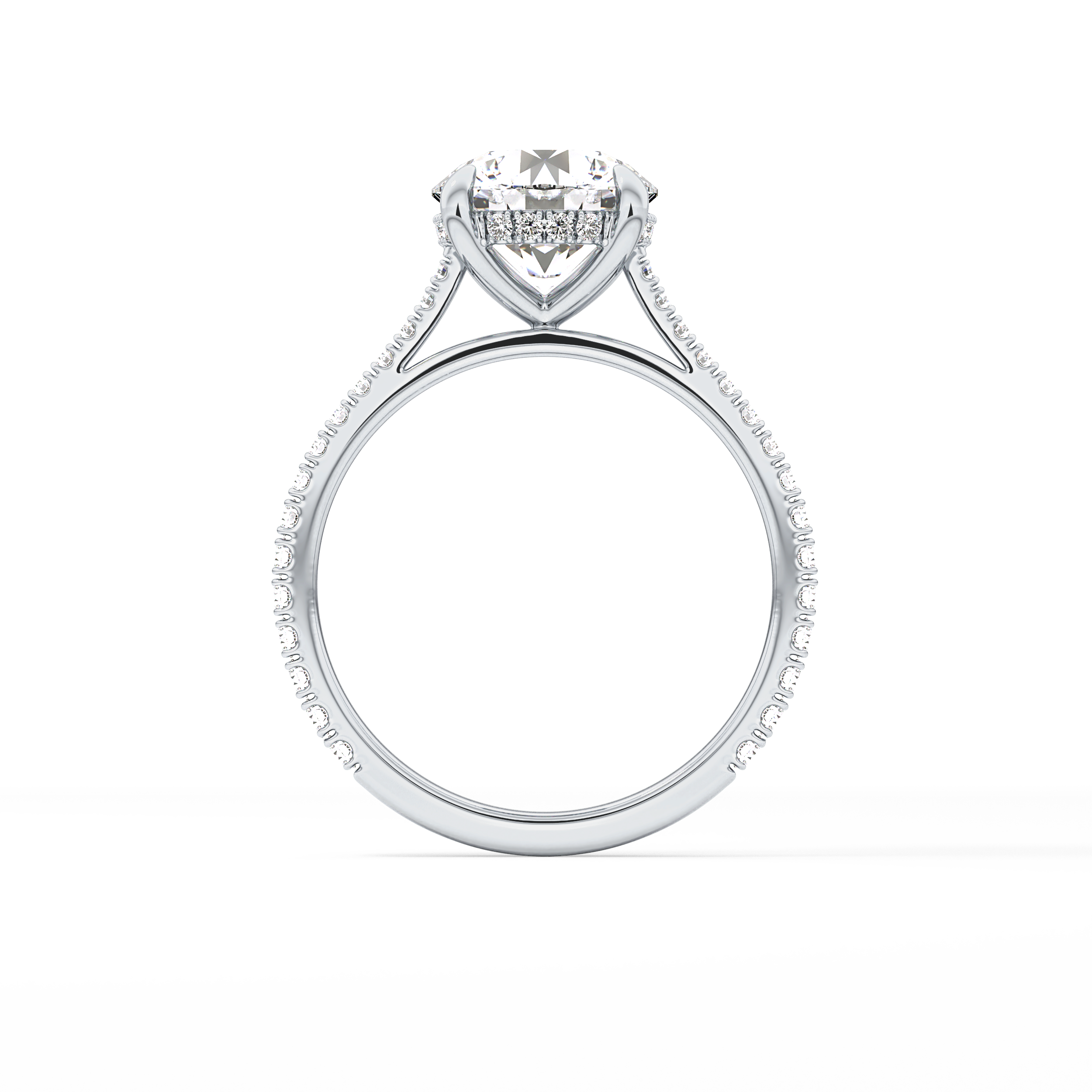 Round Pave Lab Grown Diamond Engagement Ring