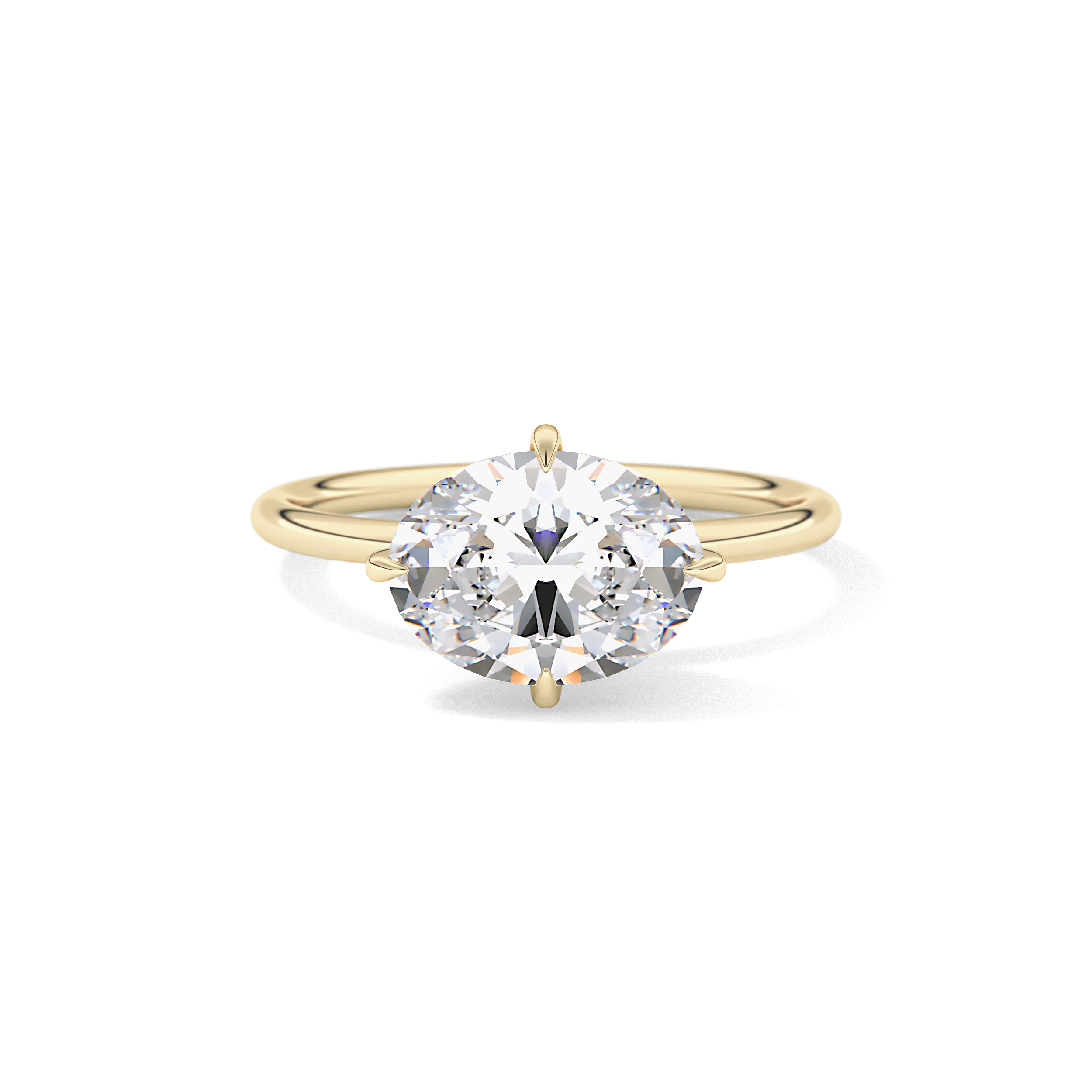 East West Oval Hidden Halo Lab Grown Diamond Engagement Ring