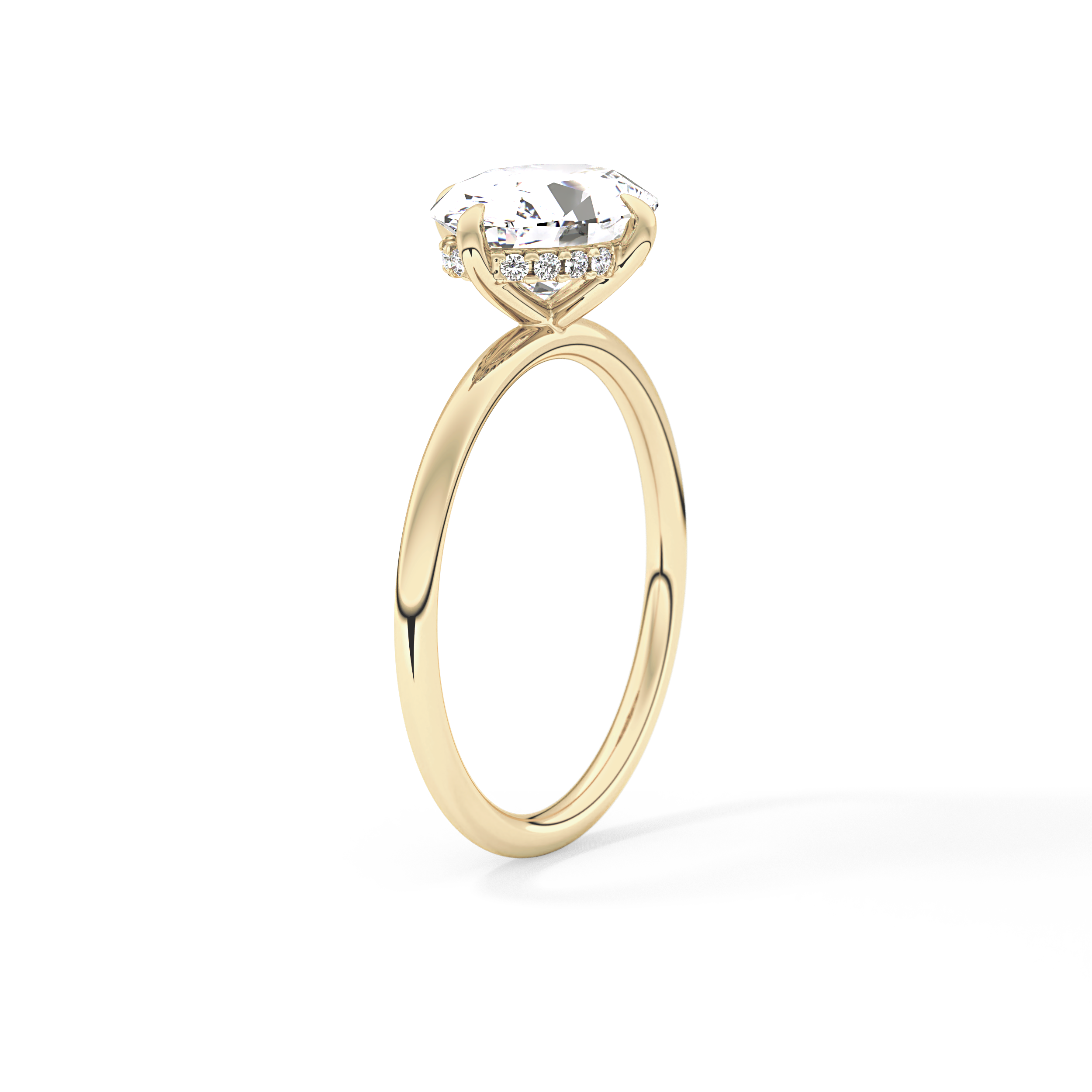 East West Oval Hidden Halo Lab Grown Diamond Engagement Ring