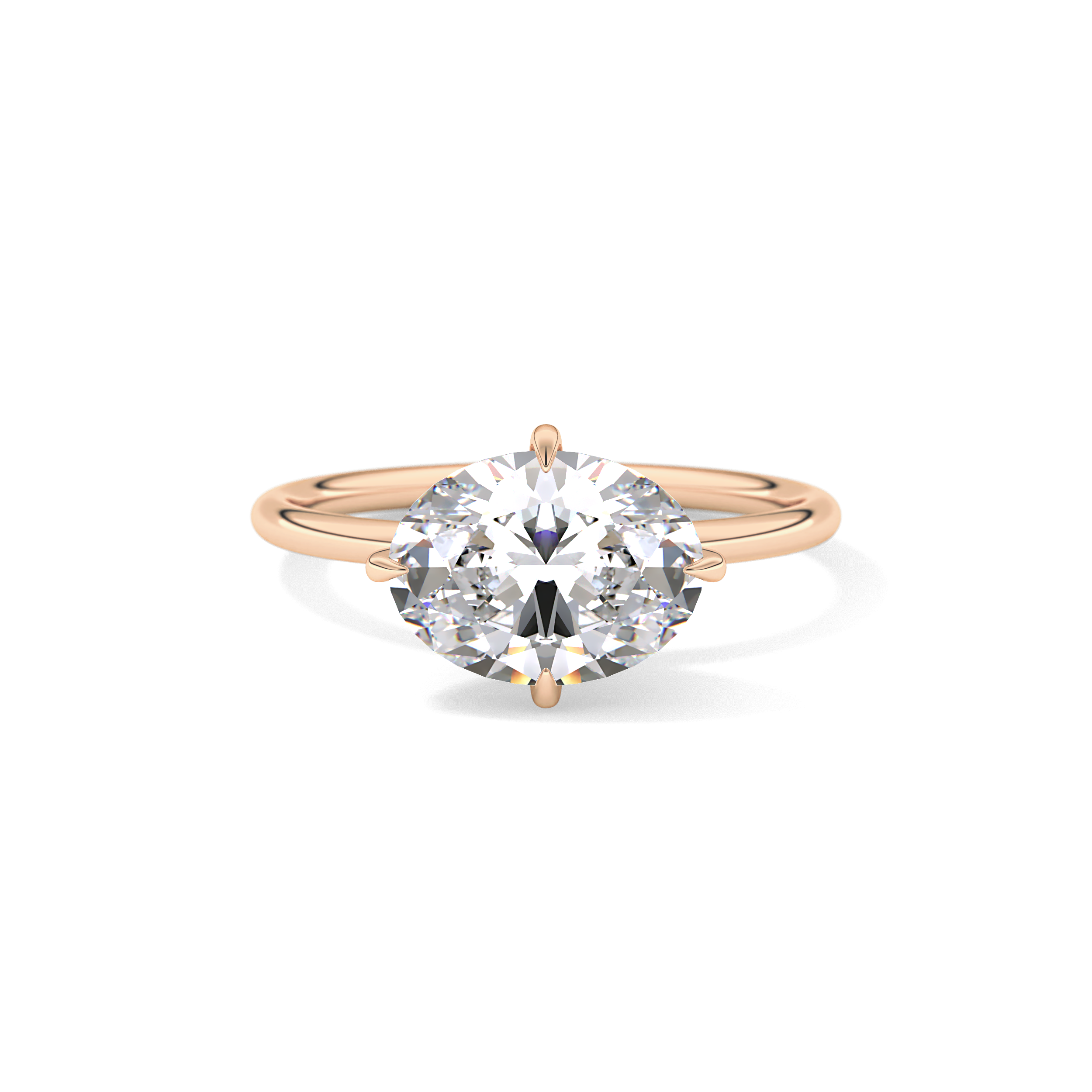 East West Oval Hidden Halo Lab Grown Diamond Engagement Ring