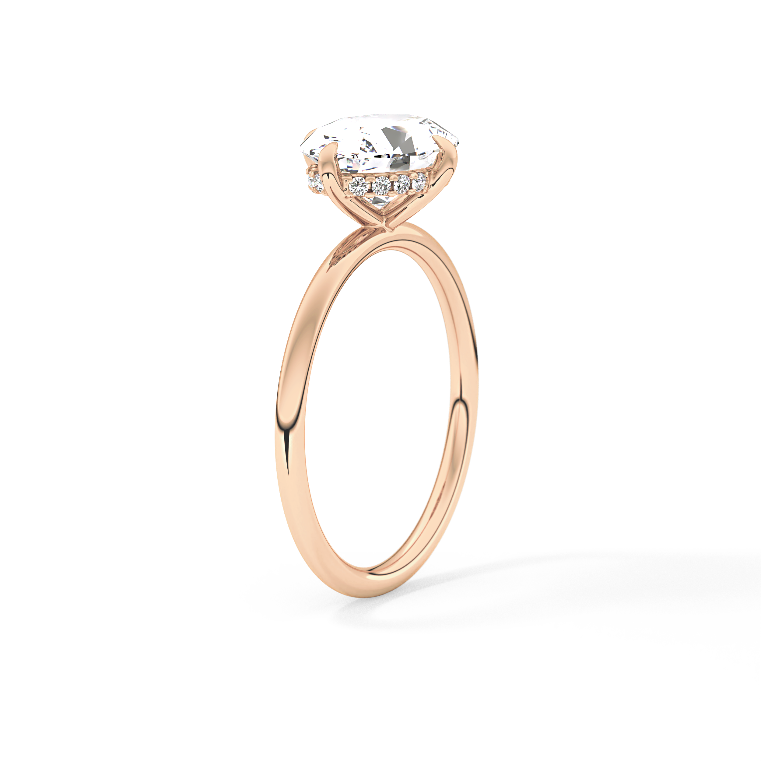 East West Oval Hidden Halo Lab Grown Diamond Engagement Ring