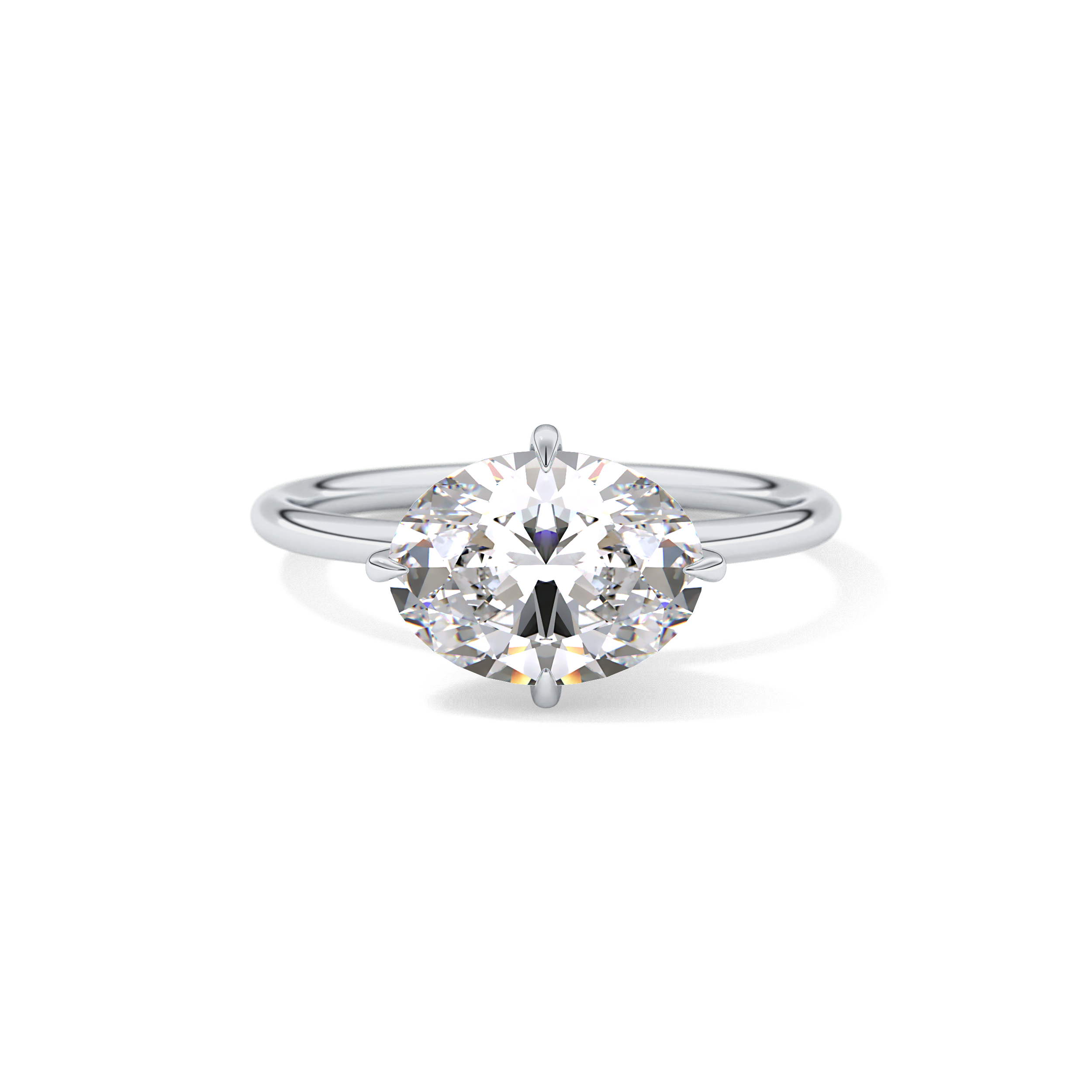 East West Oval Hidden Halo Lab Grown Diamond Engagement Ring