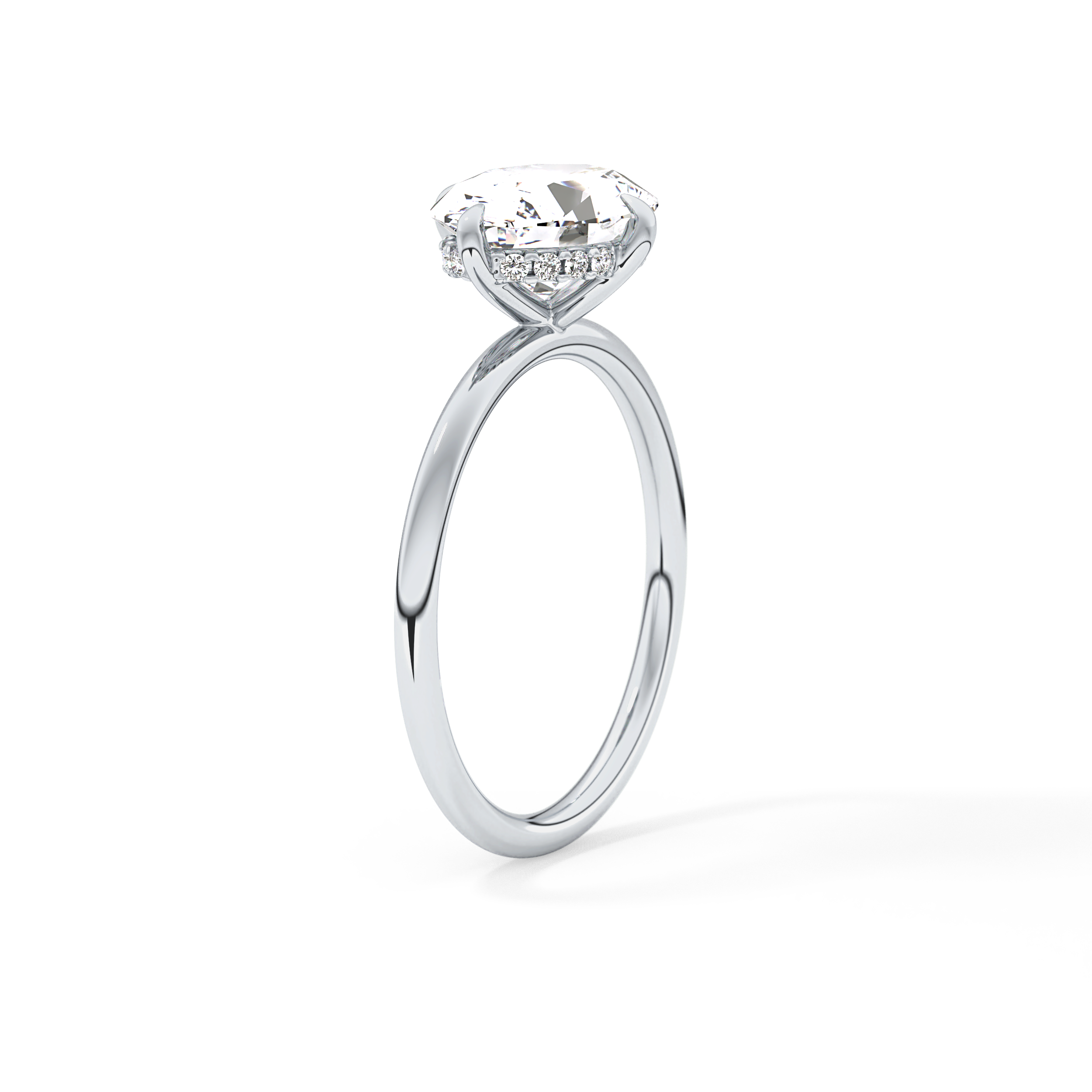 East West Oval Hidden Halo Lab Grown Diamond Engagement Ring