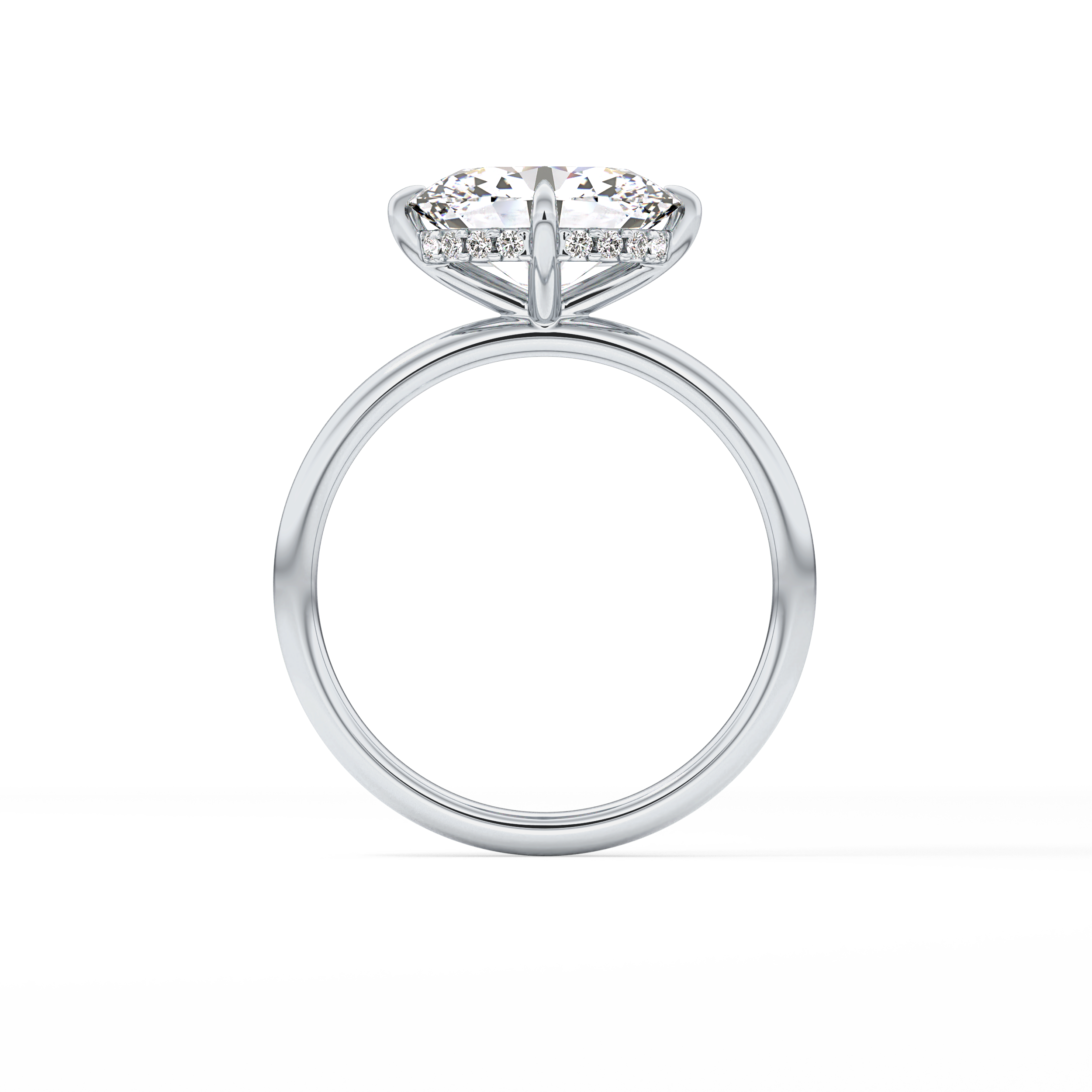 East West Oval Hidden Halo Lab Grown Diamond Engagement Ring