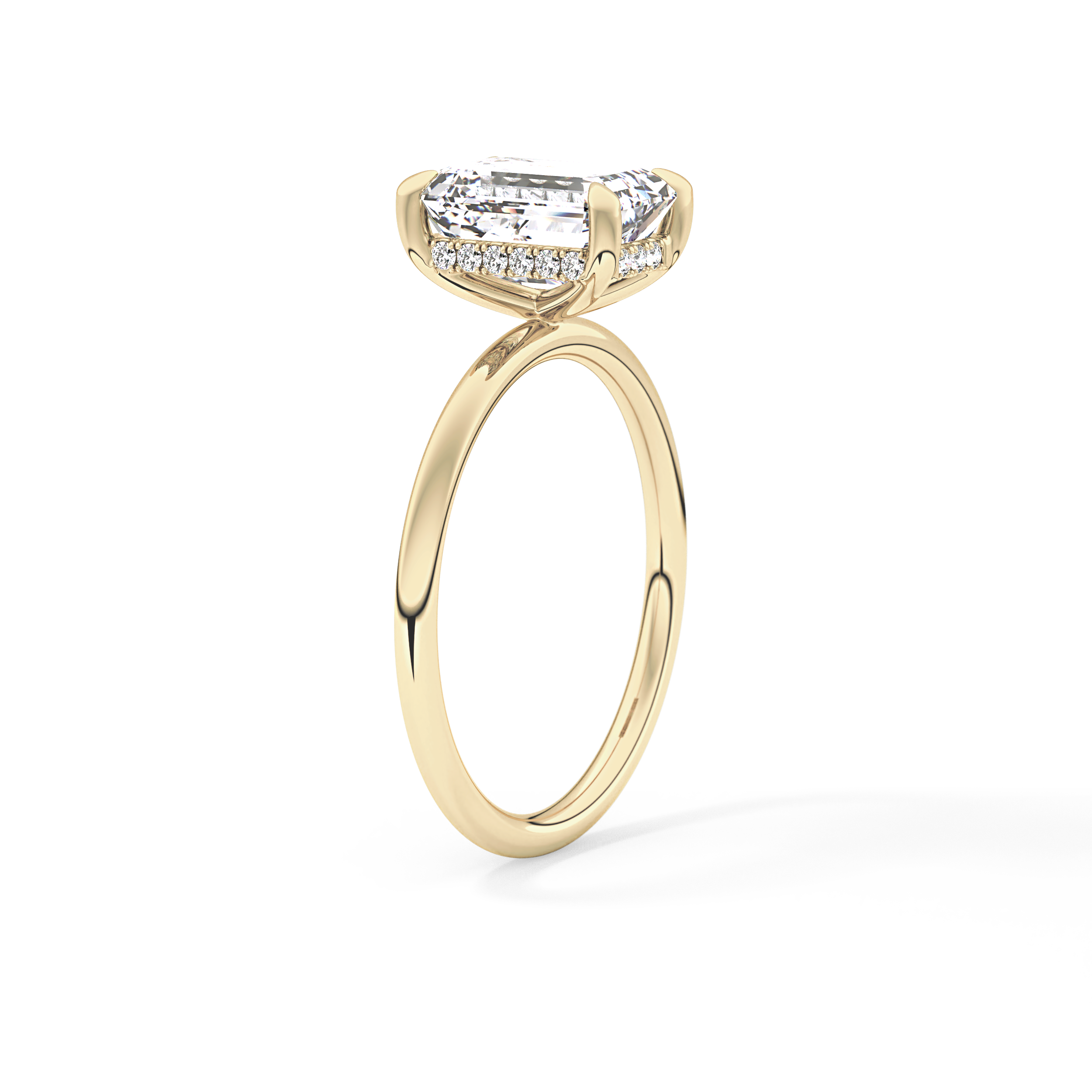 Emerald Hidden Halo Lab Grown Diamond  Engagement Ring