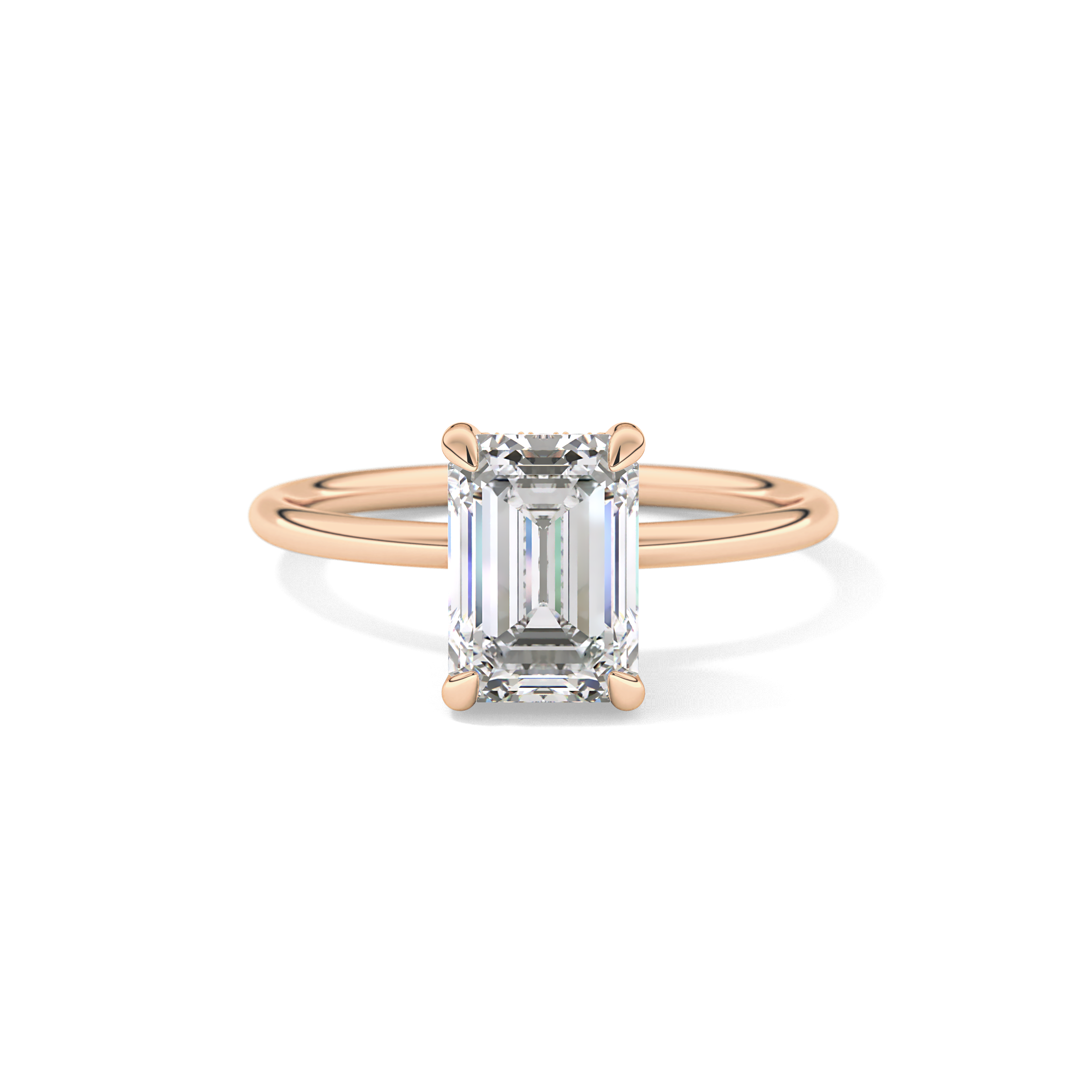 Emerald Hidden Halo Lab Grown Diamond  Engagement Ring