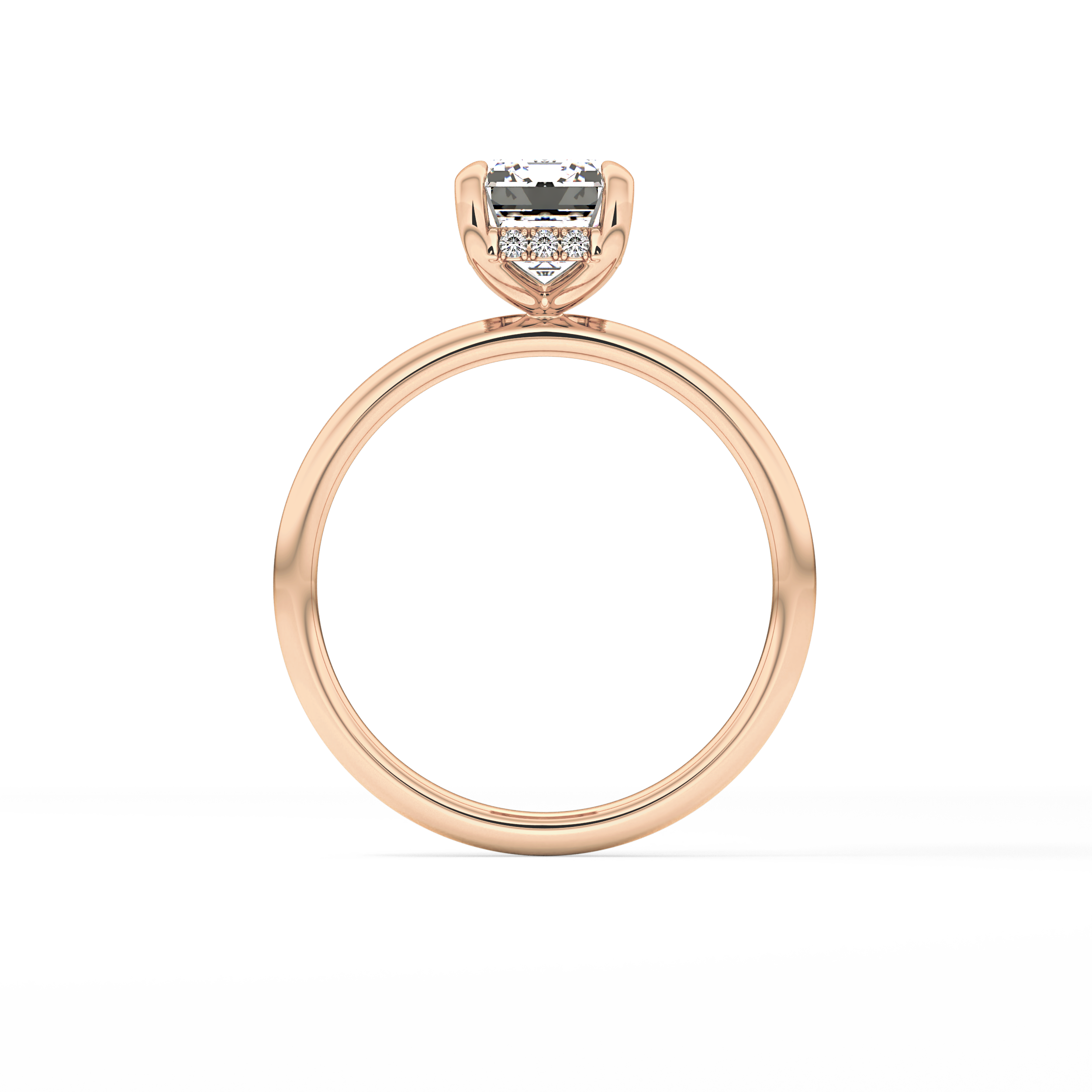 Emerald Hidden Halo Lab Grown Diamond  Engagement Ring
