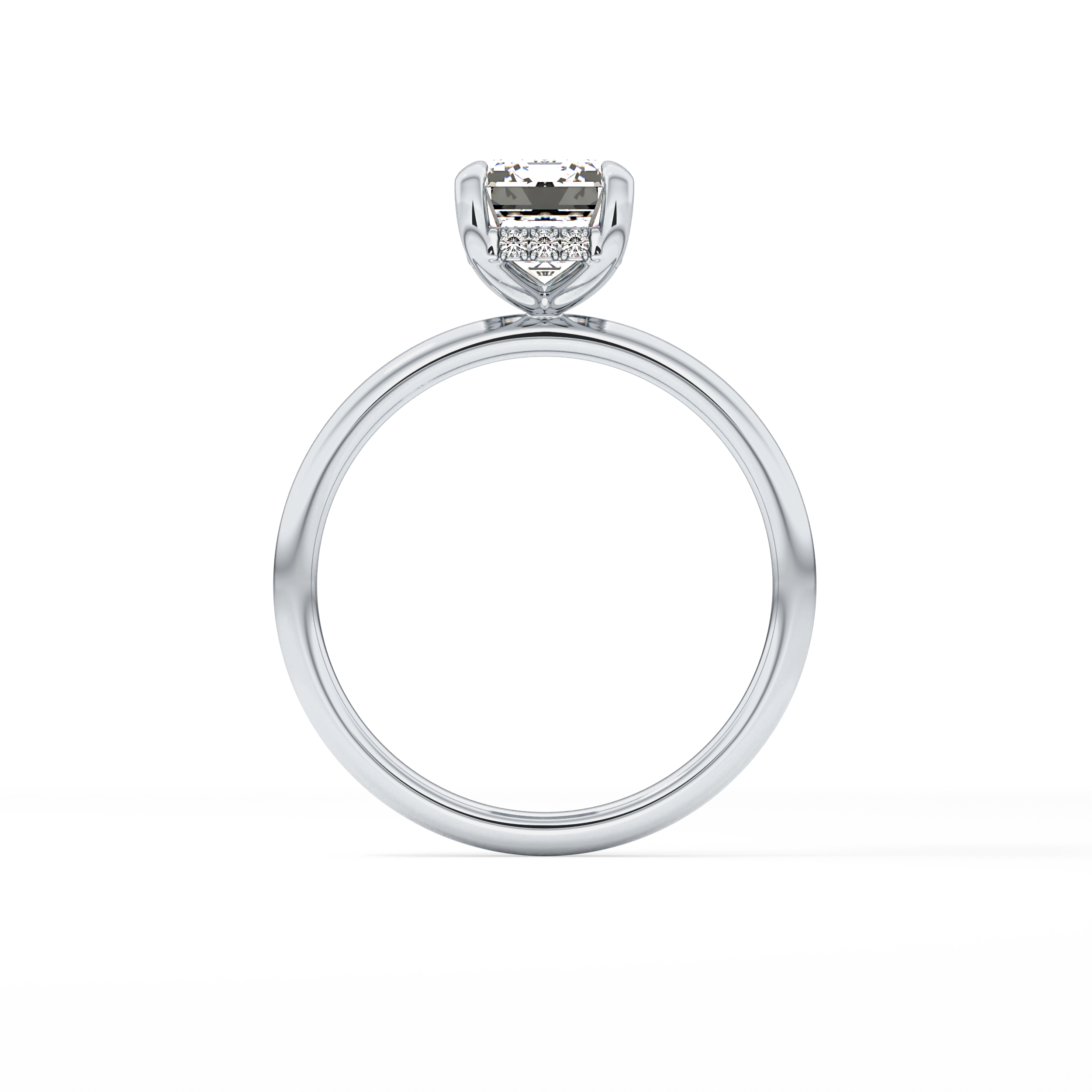 Emerald Hidden Halo Lab Grown Diamond  Engagement Ring