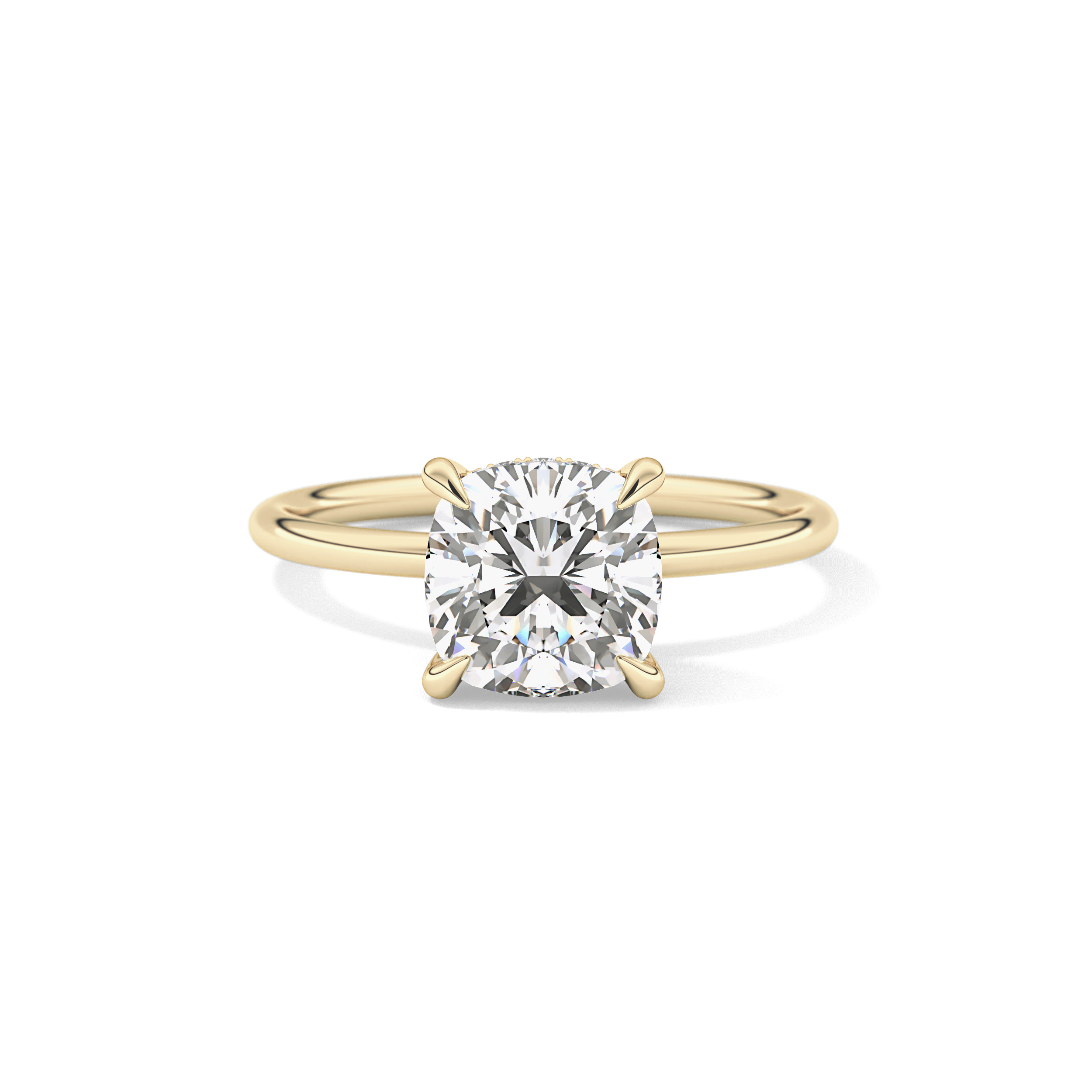 Cushion Hidden Halo Lab Grown Diamond Engagement Ring