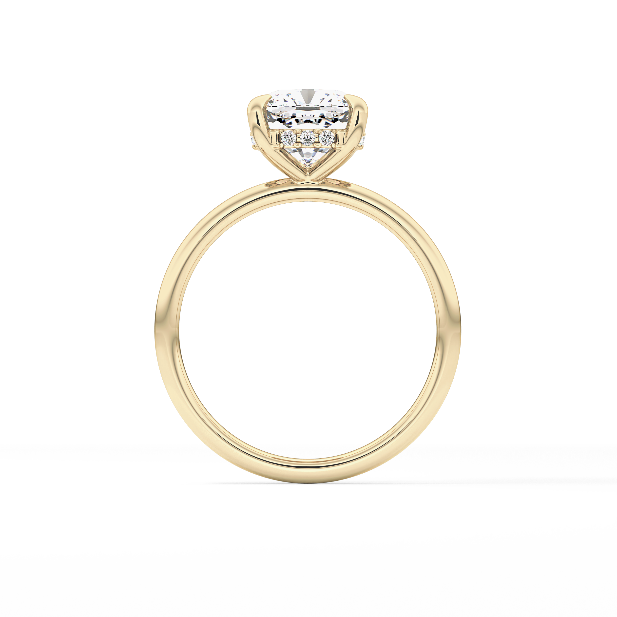 Cushion Hidden Halo Lab Grown Diamond Engagement Ring