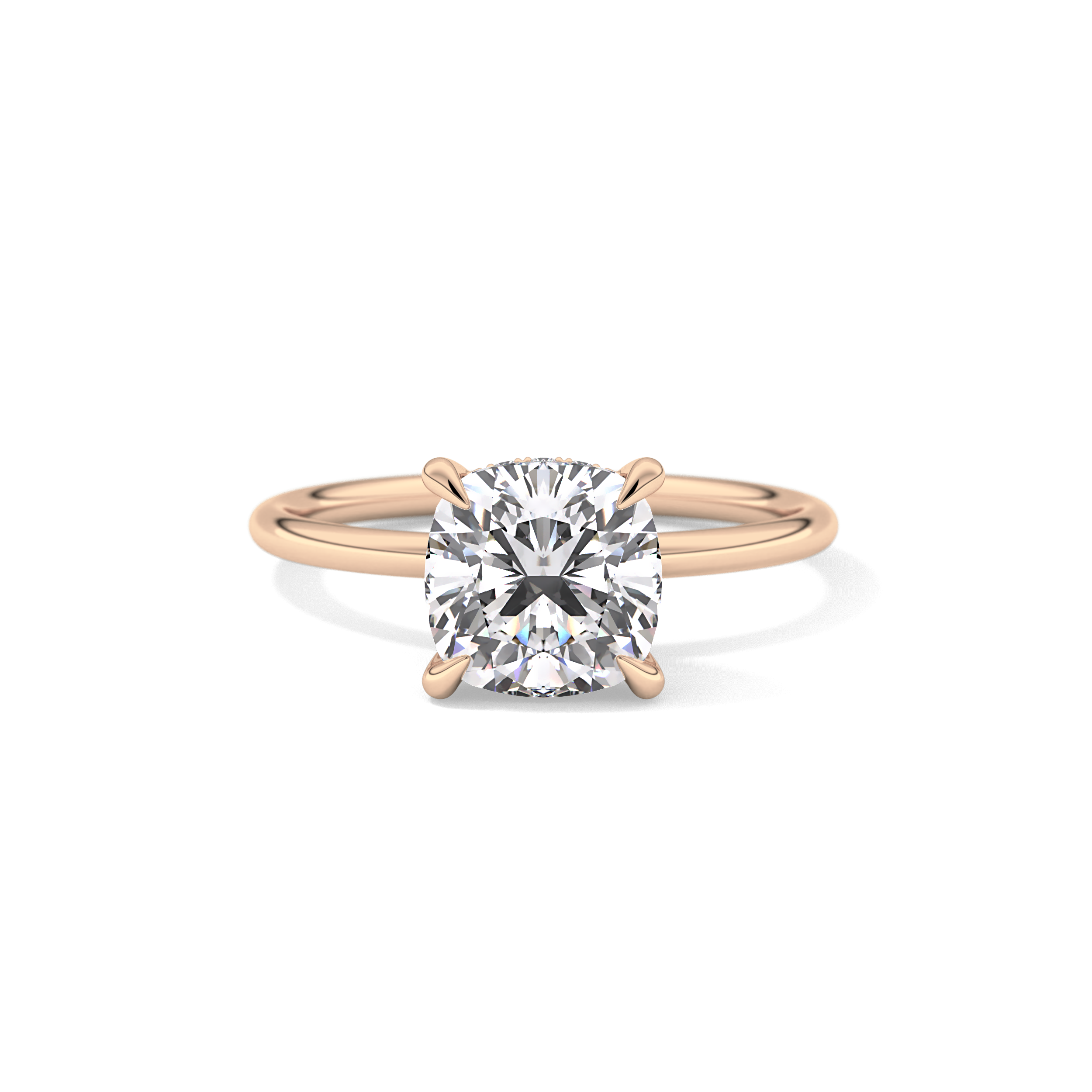 Cushion Hidden Halo Lab Grown Diamond Engagement Ring