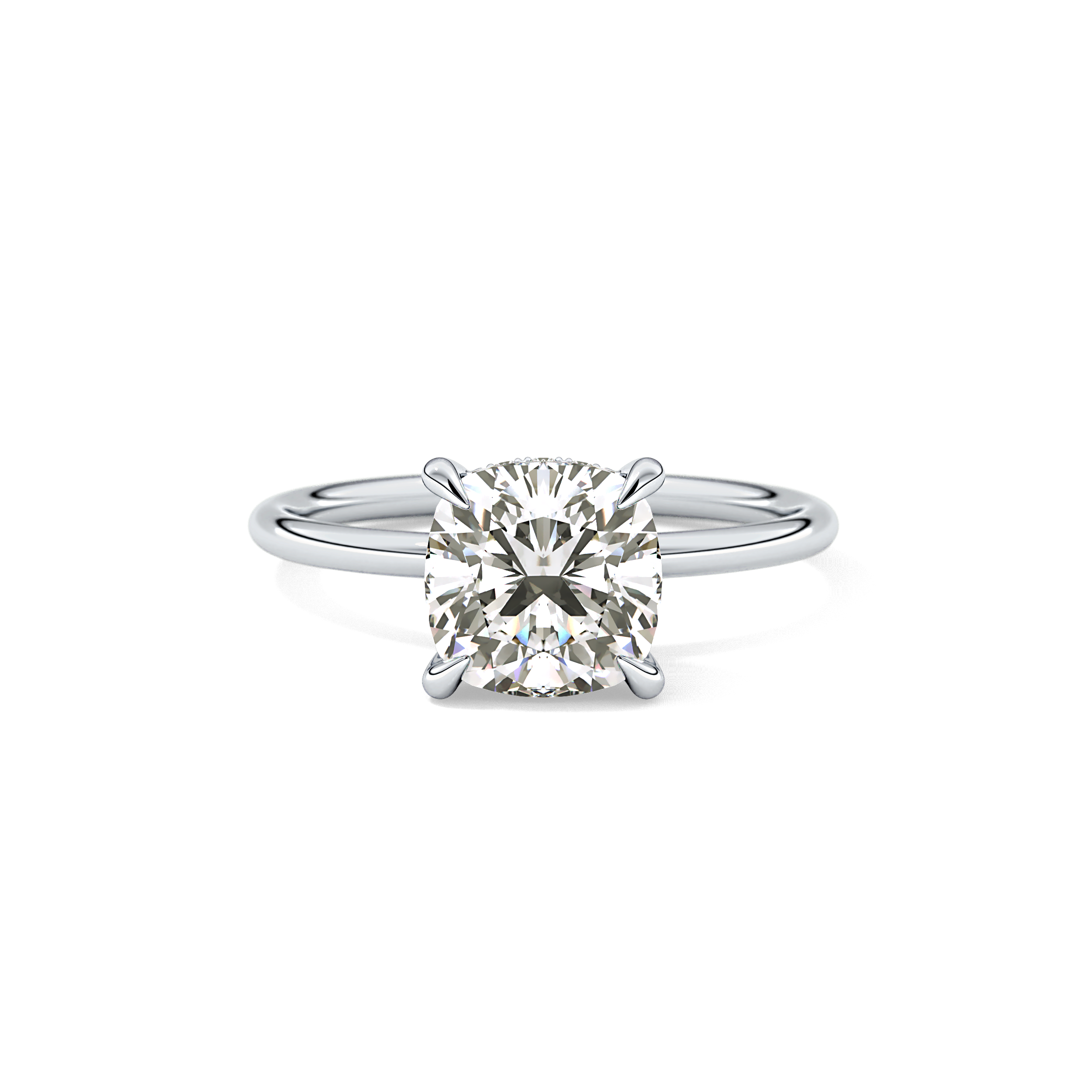 Cushion Hidden Halo Lab Grown Diamond Engagement Ring
