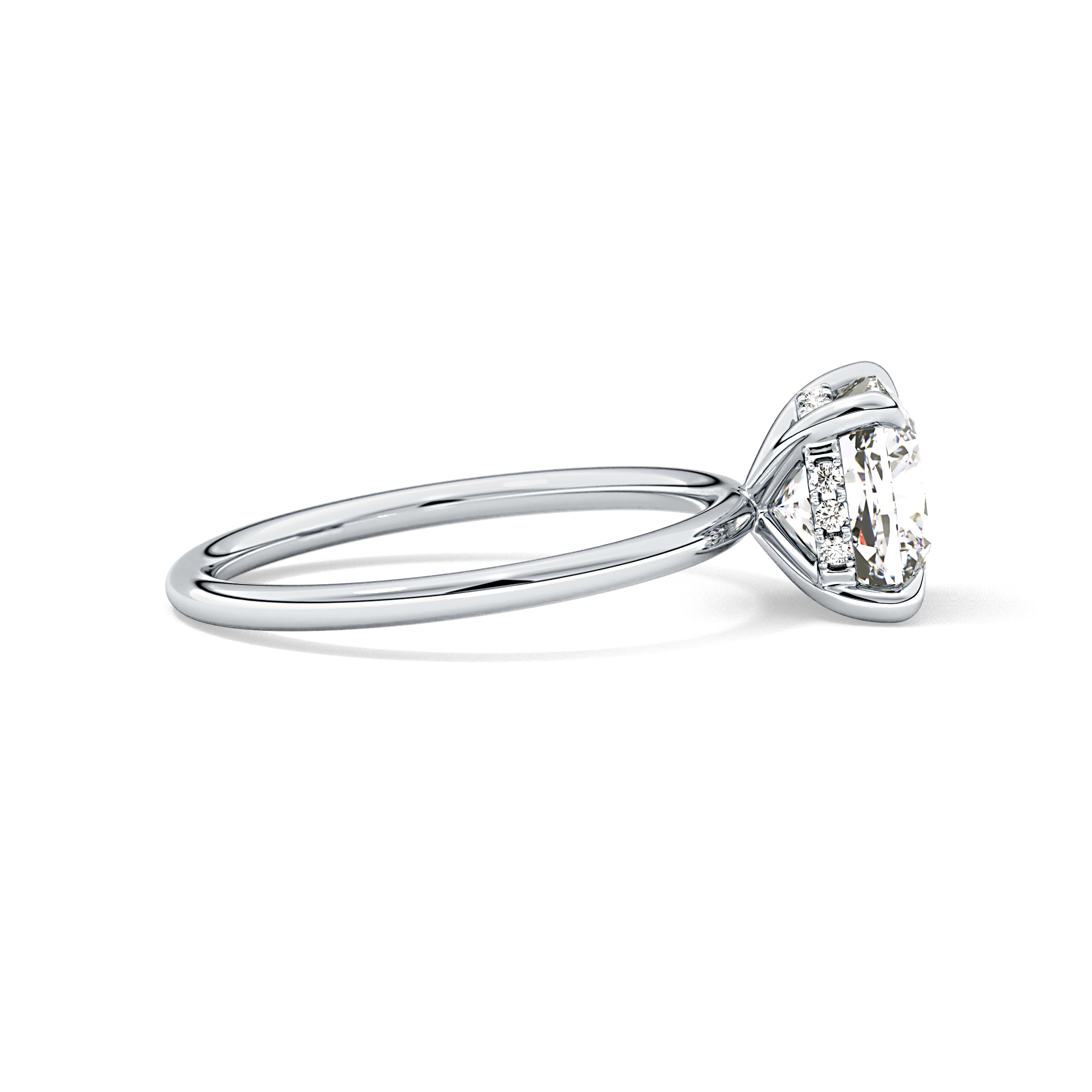 Cushion Hidden Halo Lab Grown Diamond Engagement Ring