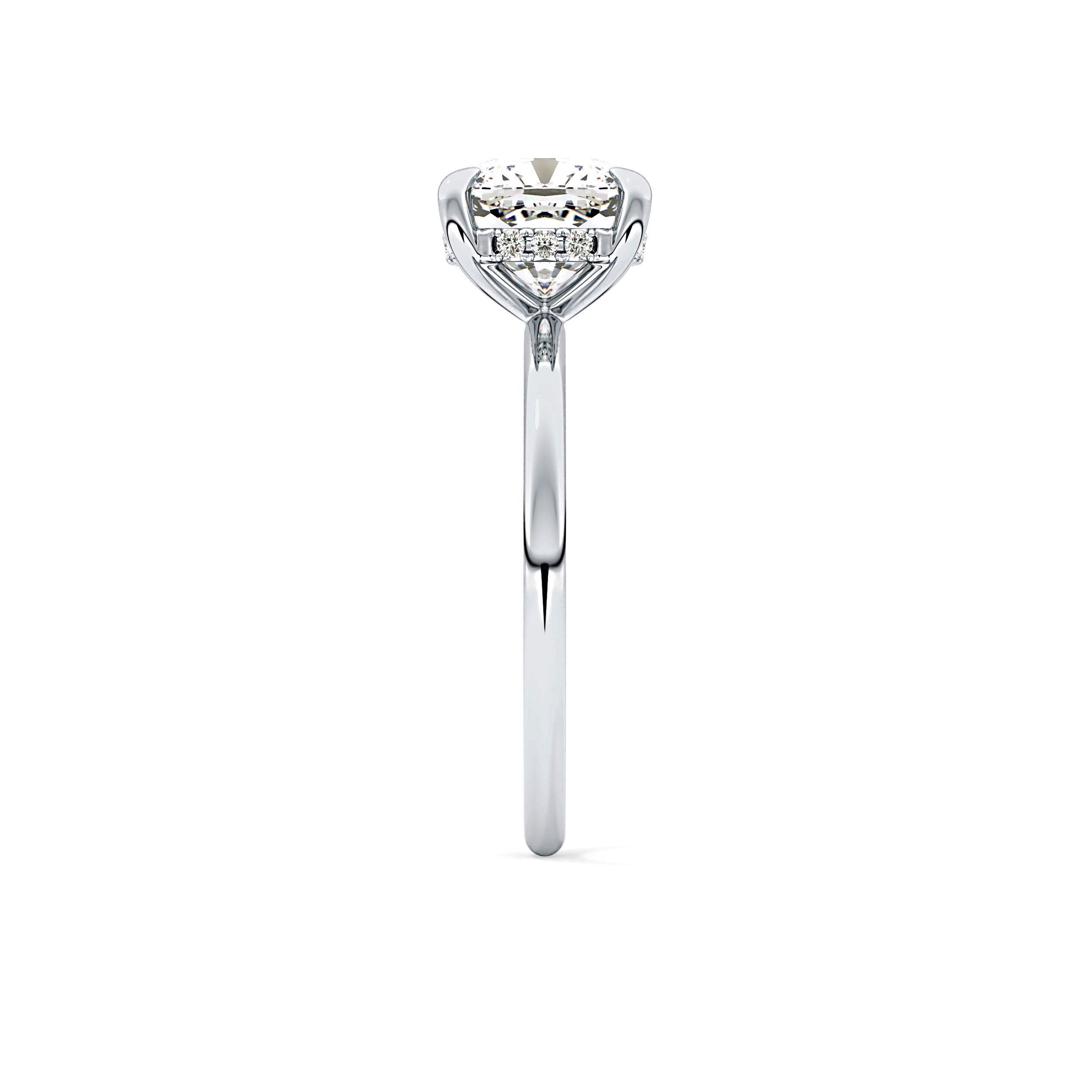 Cushion Hidden Halo Lab Grown Diamond Engagement Ring