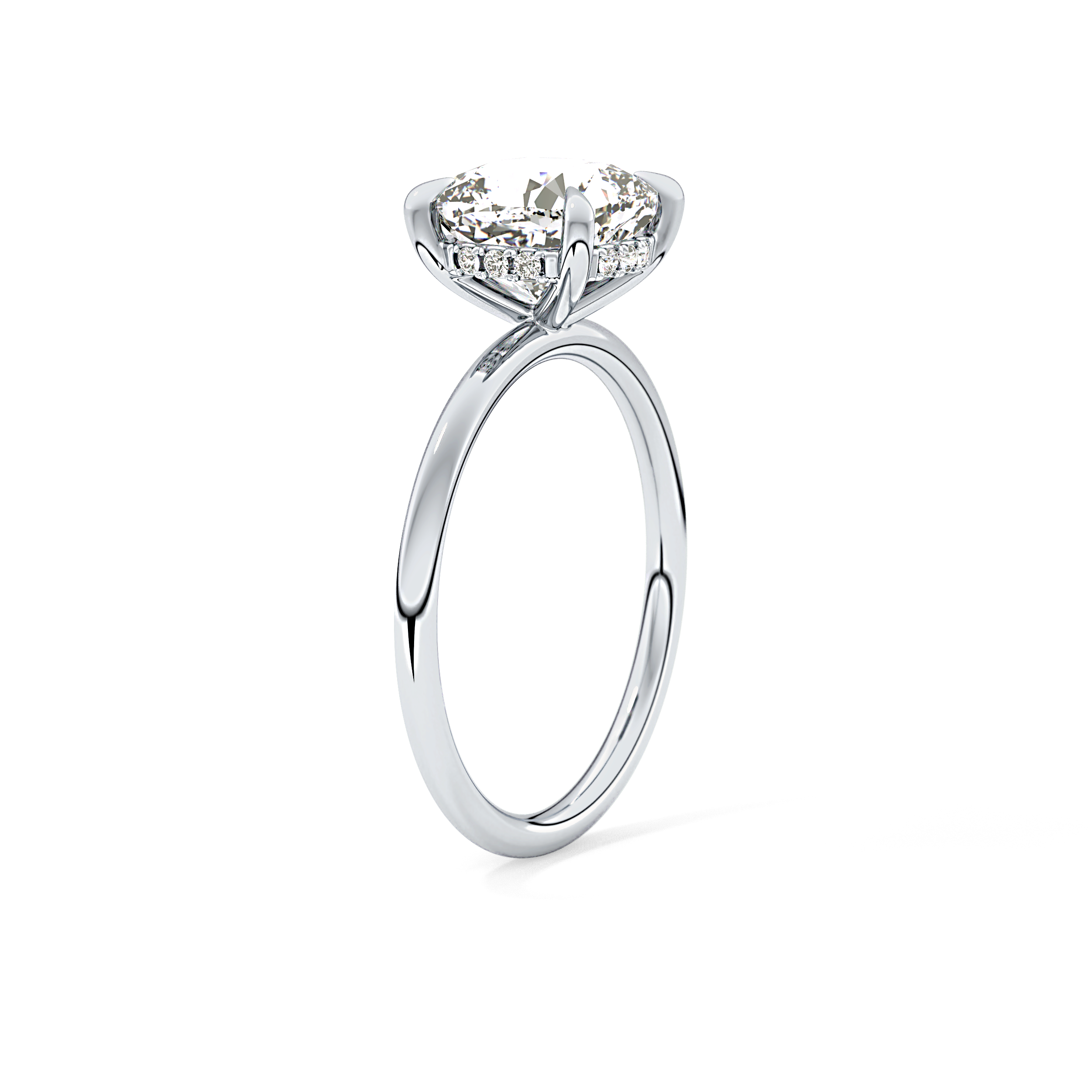 Cushion Hidden Halo Lab Grown Diamond Engagement Ring