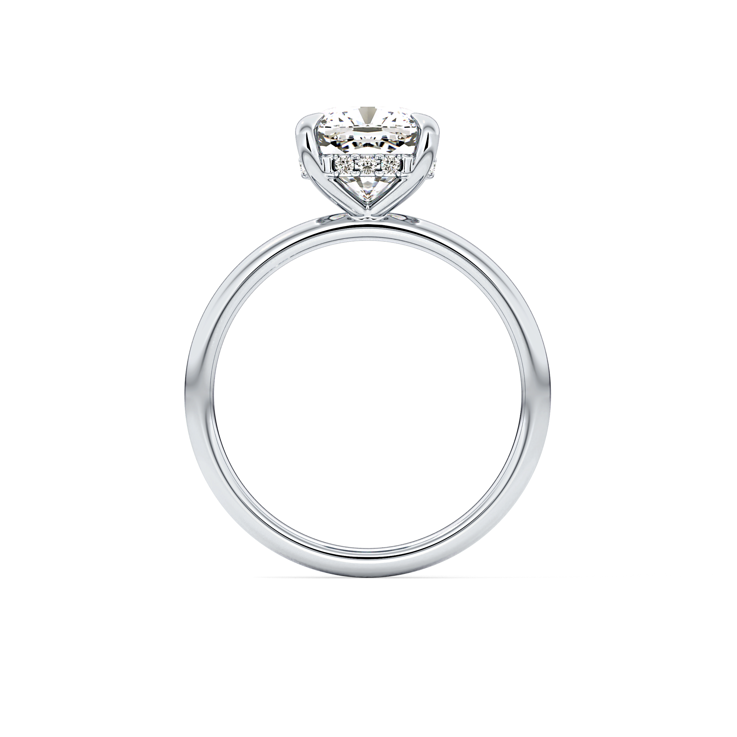 Cushion Hidden Halo Lab Grown Diamond Engagement Ring