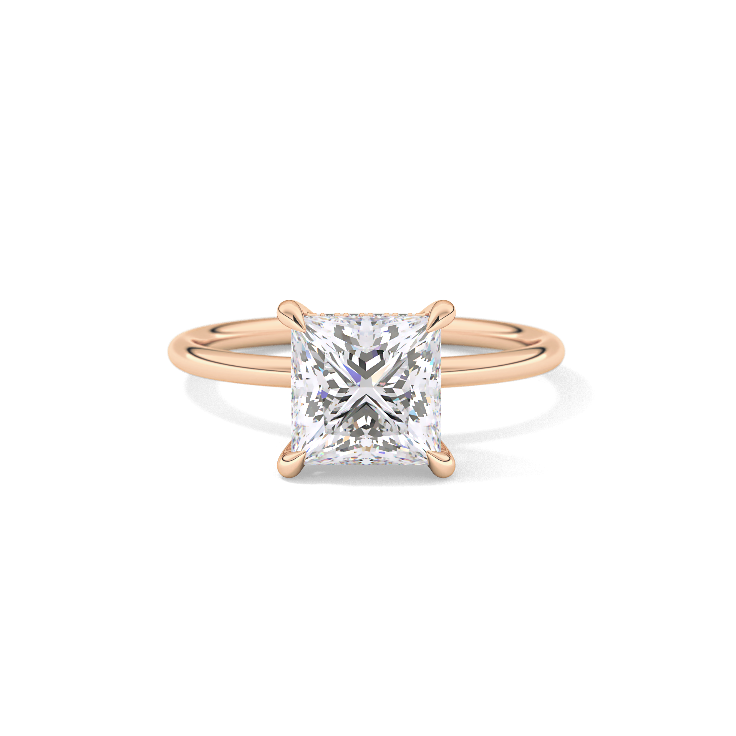 Princess Hidden Halo Lab Grown Diamond Engagement Ring