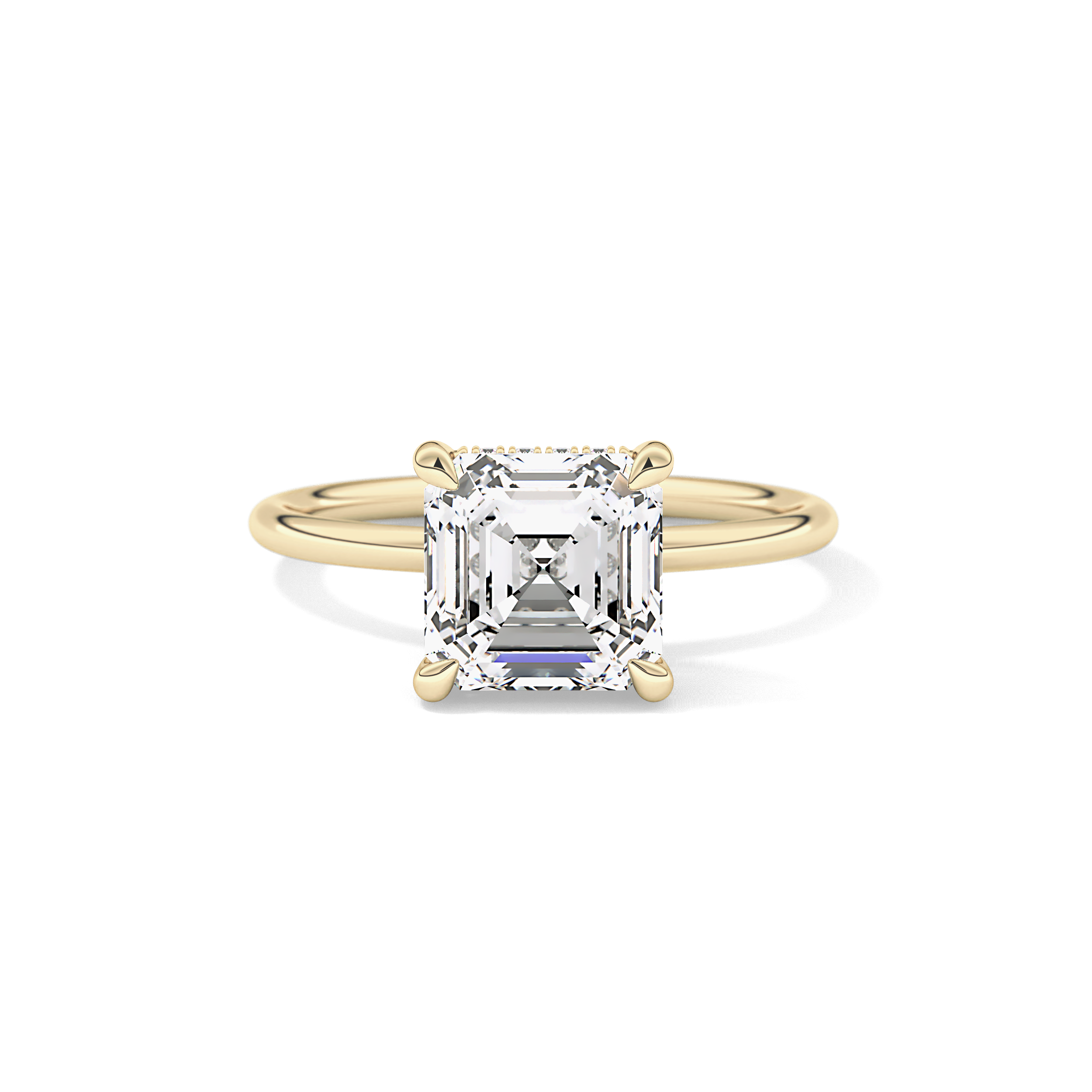 Asscher Hidden Halo Lab Grown Diamond Engagement Ring