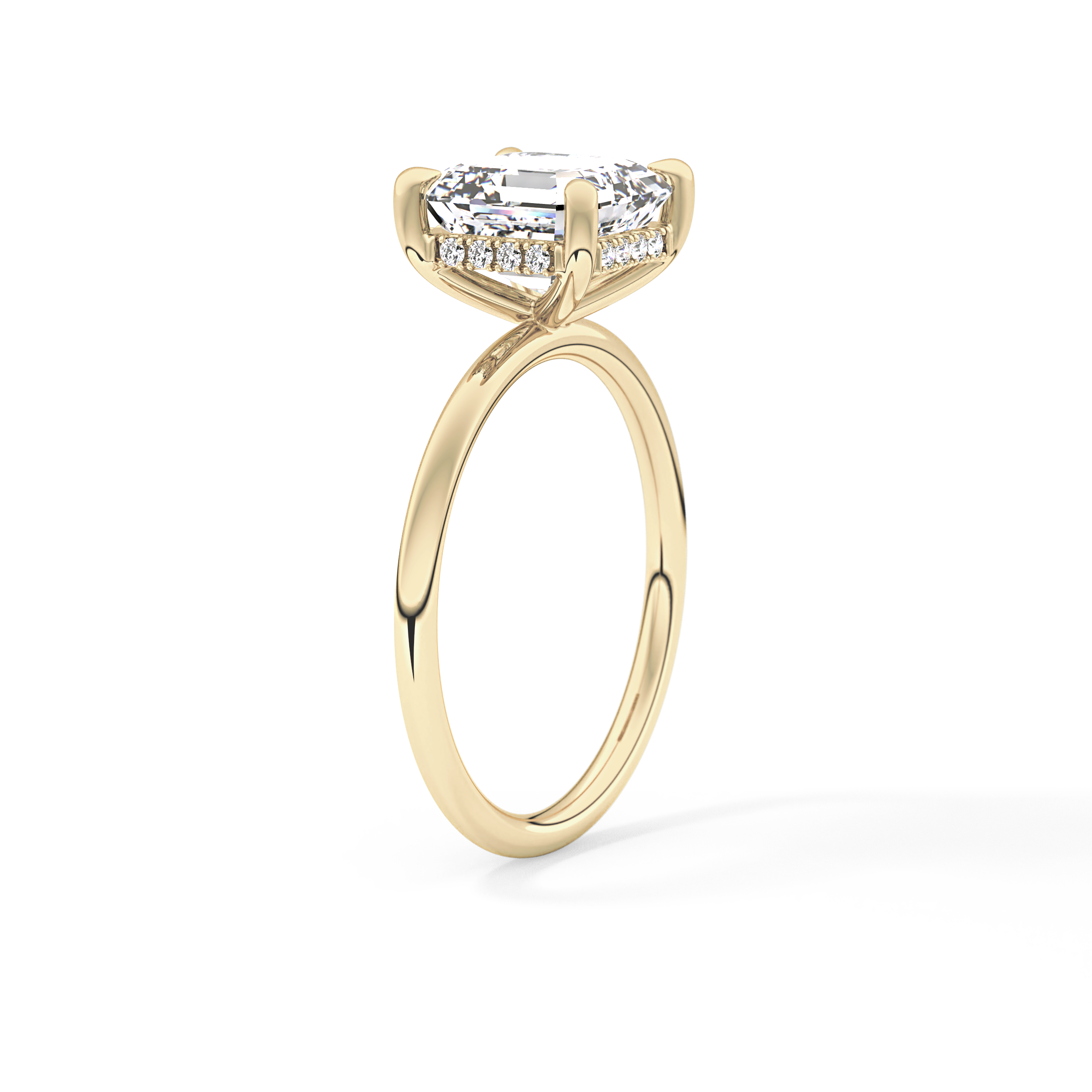 Asscher Hidden Halo Lab Grown Diamond Engagement Ring