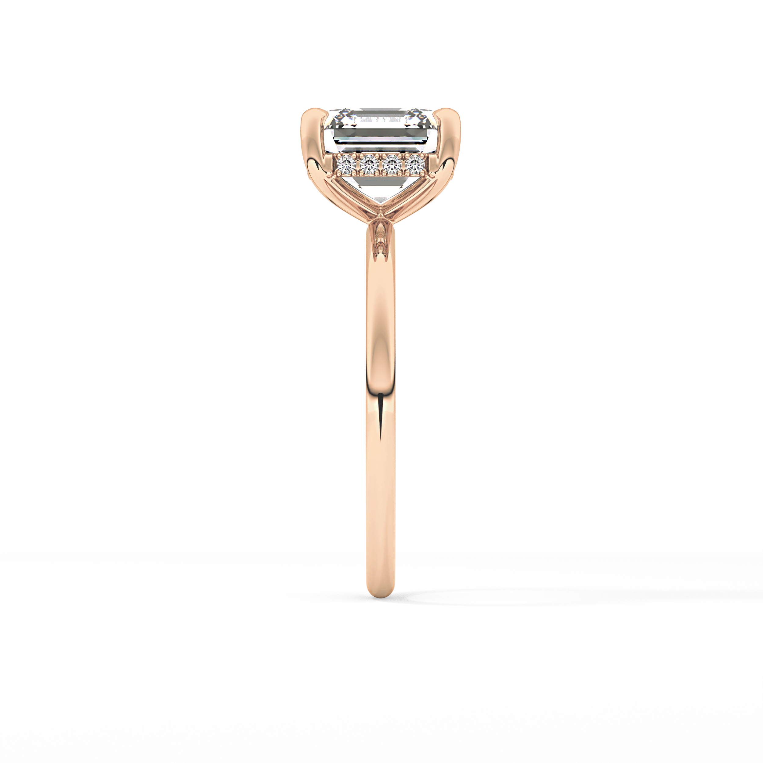Asscher Hidden Halo Lab Grown Diamond Engagement Ring