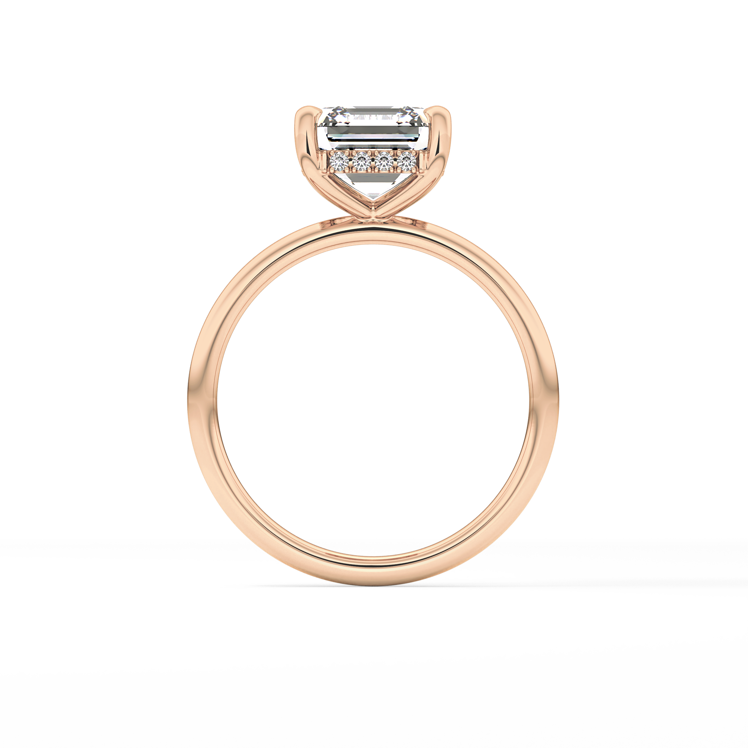 Asscher Hidden Halo Lab Grown Diamond Engagement Ring