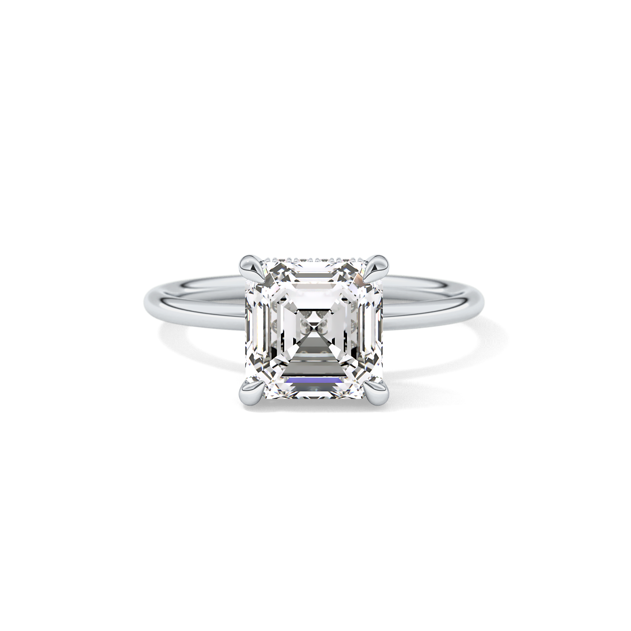 Asscher Hidden Halo Lab Grown Diamond Engagement Ring