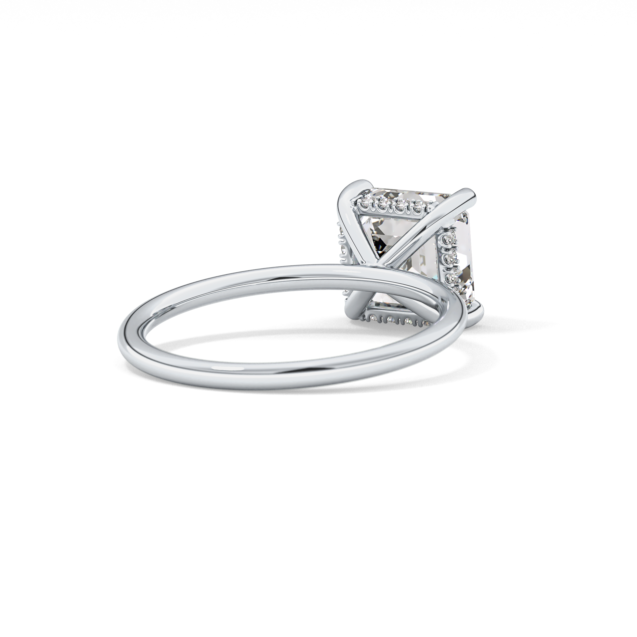 Asscher Hidden Halo Lab Grown Diamond Engagement Ring